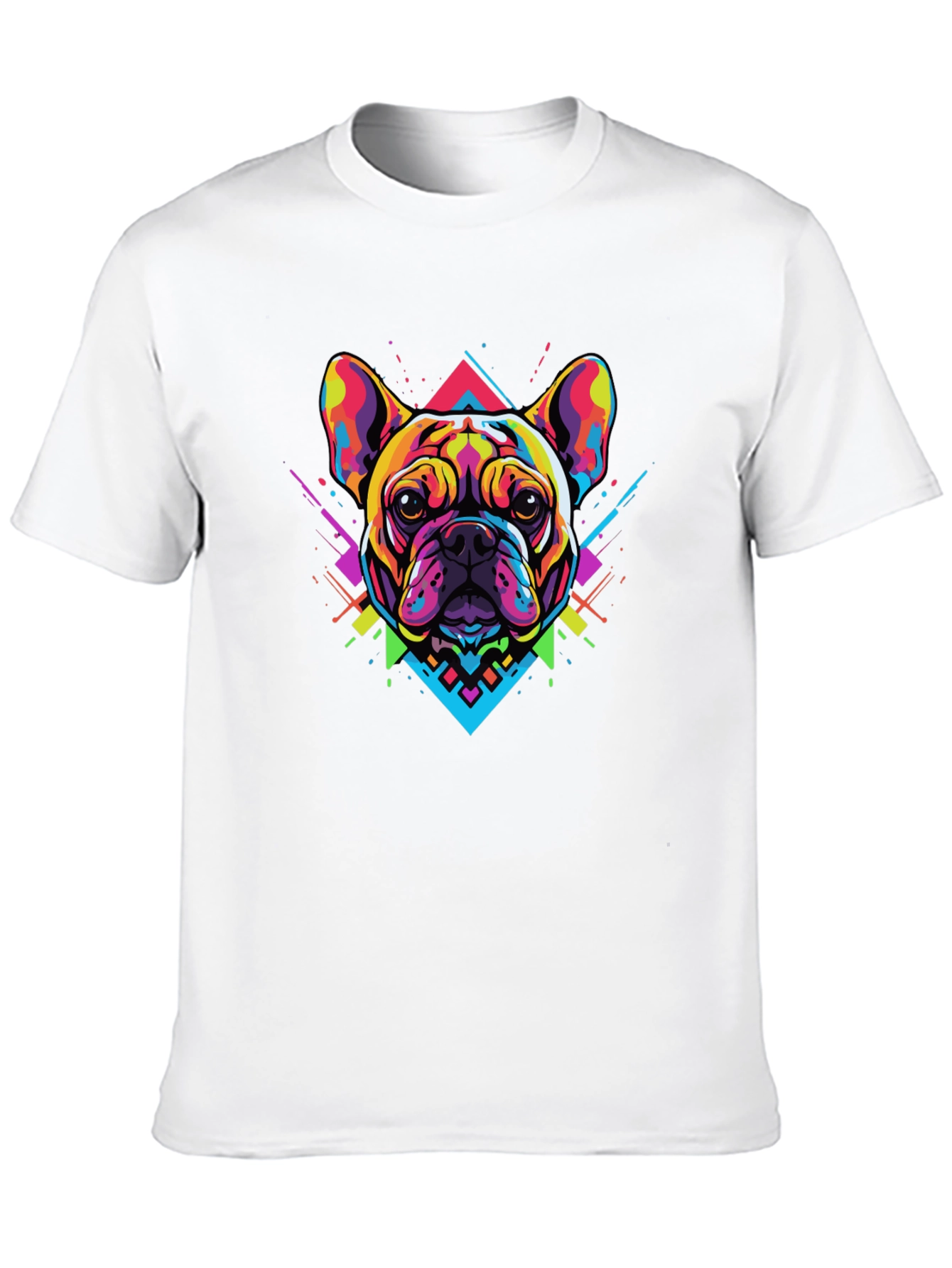 Black Bold Geometric Bulldog Graphic Tee - Black view 10