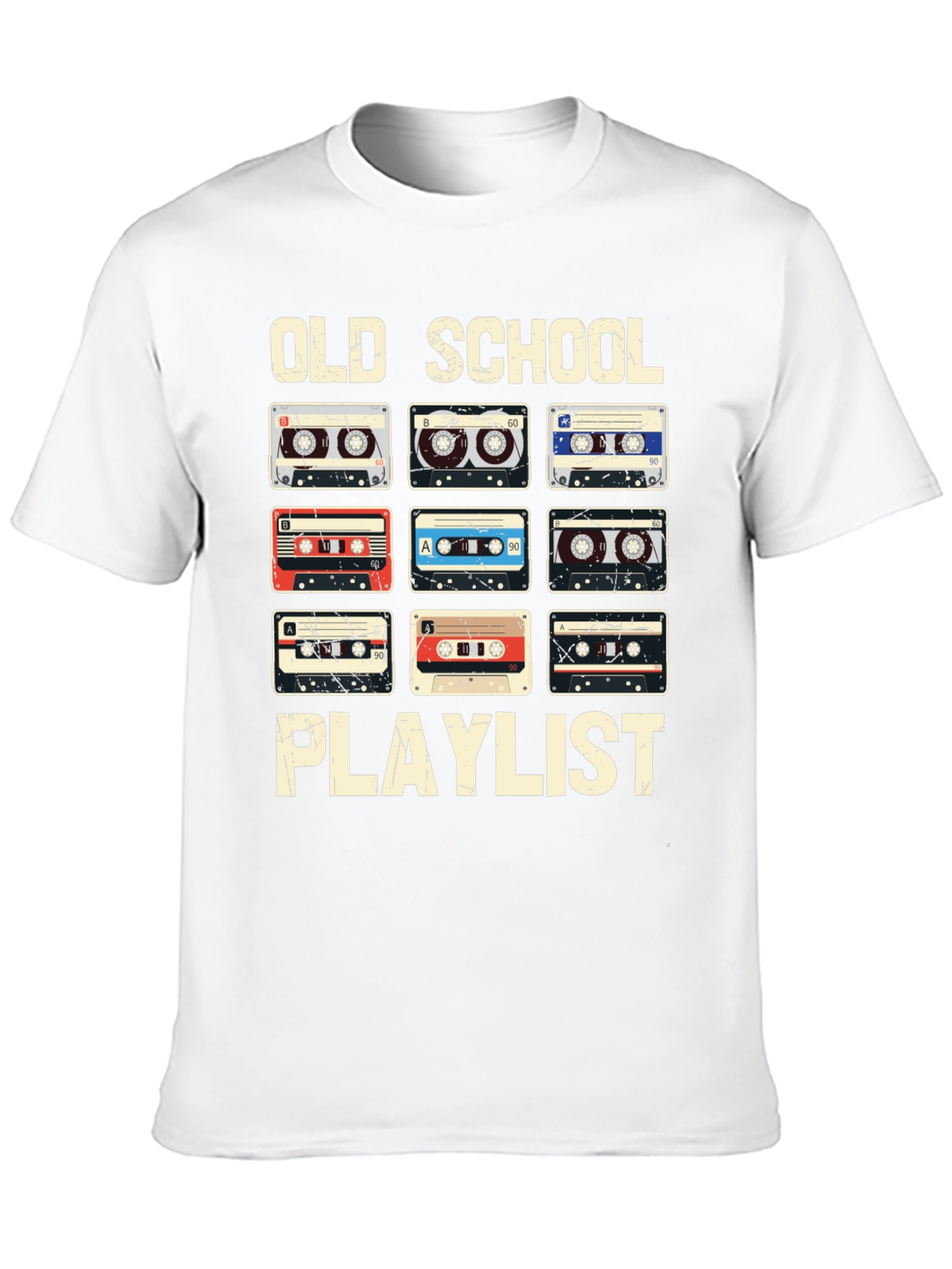 Black Old School Playlist Cassette Tape Graphic Tee view 10