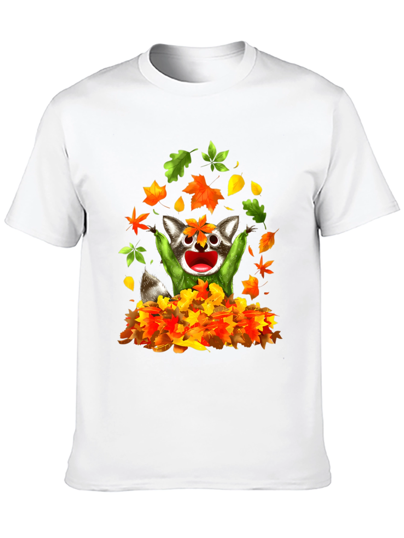 Black Raccoon Leaves Graphic T-Shirt - Autumn Fun view 10