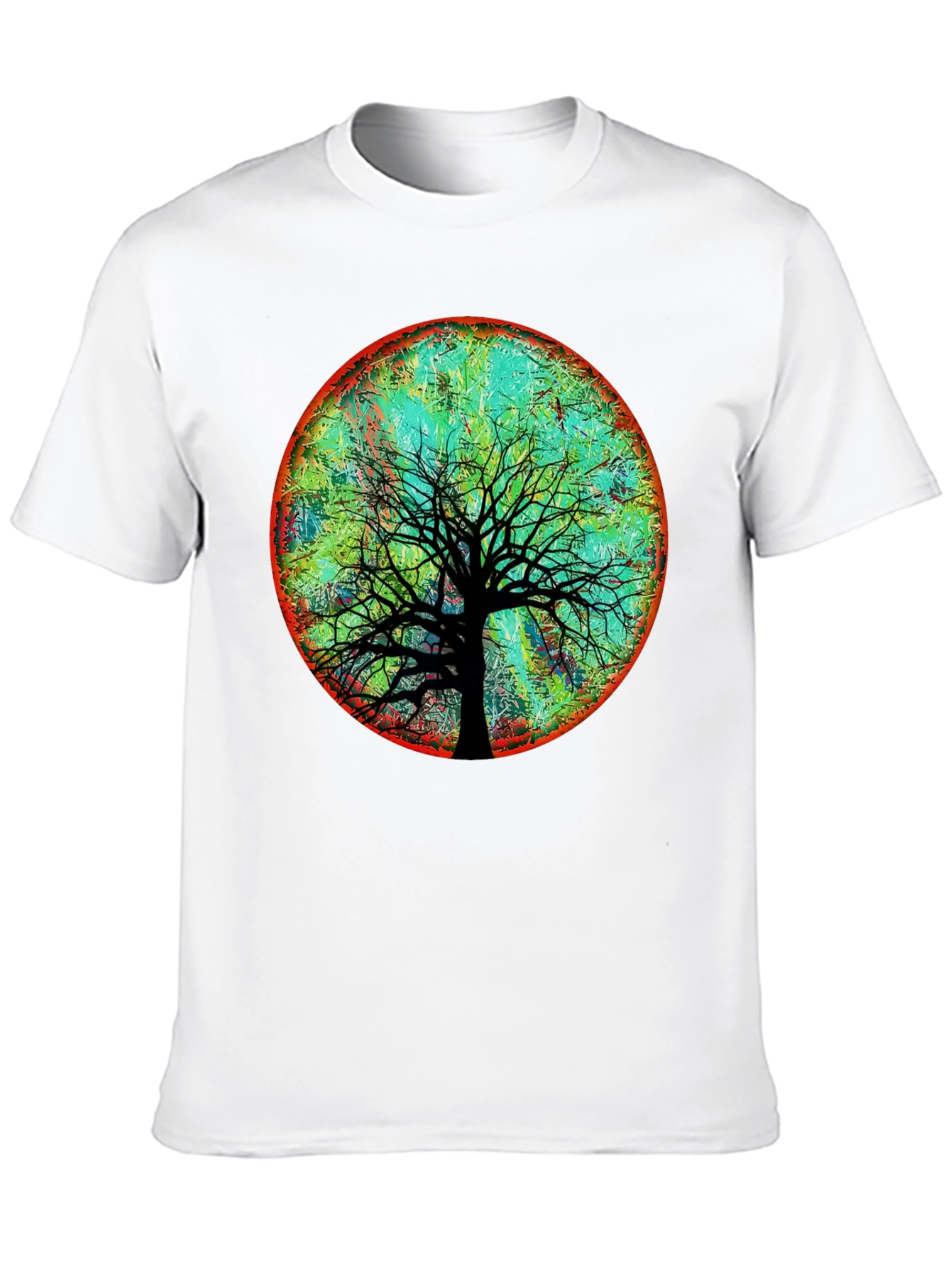 Black Artsy Tree of Life Graphic Tee - Black Cotton Blend view 10