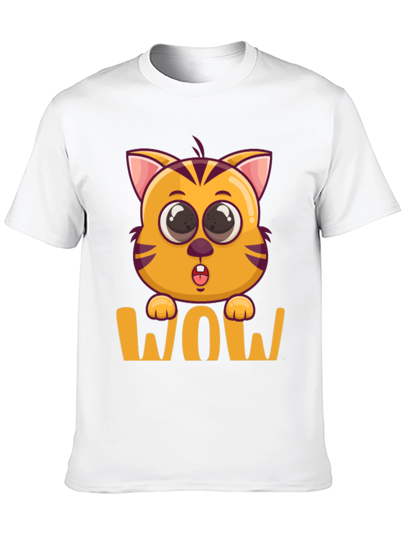 Black WOW Cat T-Shirt - Cute Cartoon Kitten Tee view 10