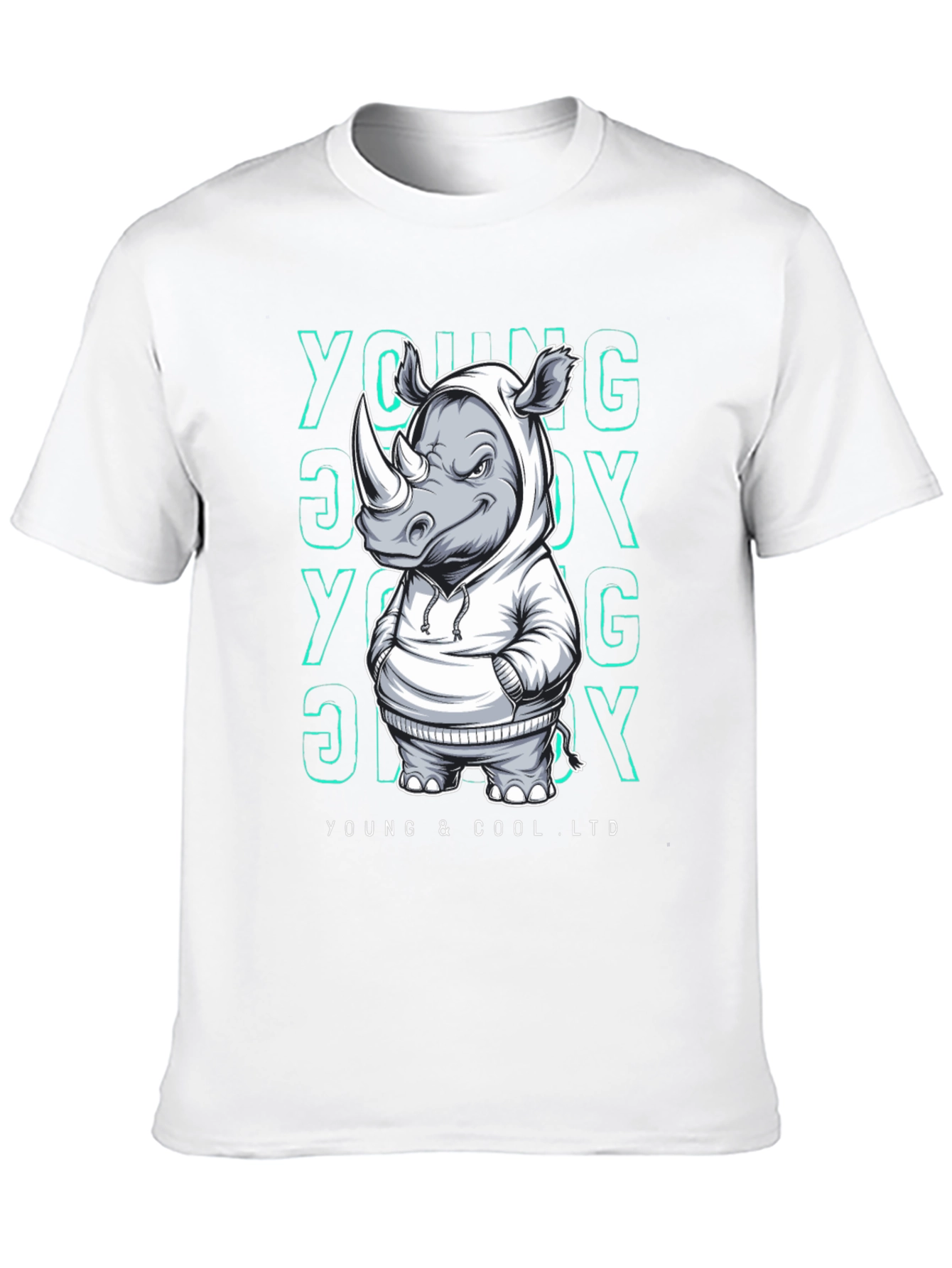 Black Cool Rhino Graphic T-Shirt - Young & Cool Ltd. view 10
