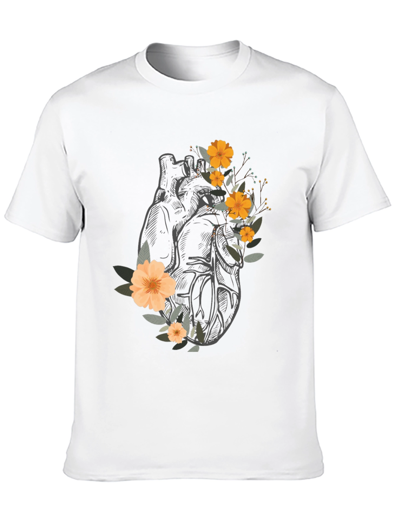 Black Anatomical Heart Floral Graphic Tee - Black view 10