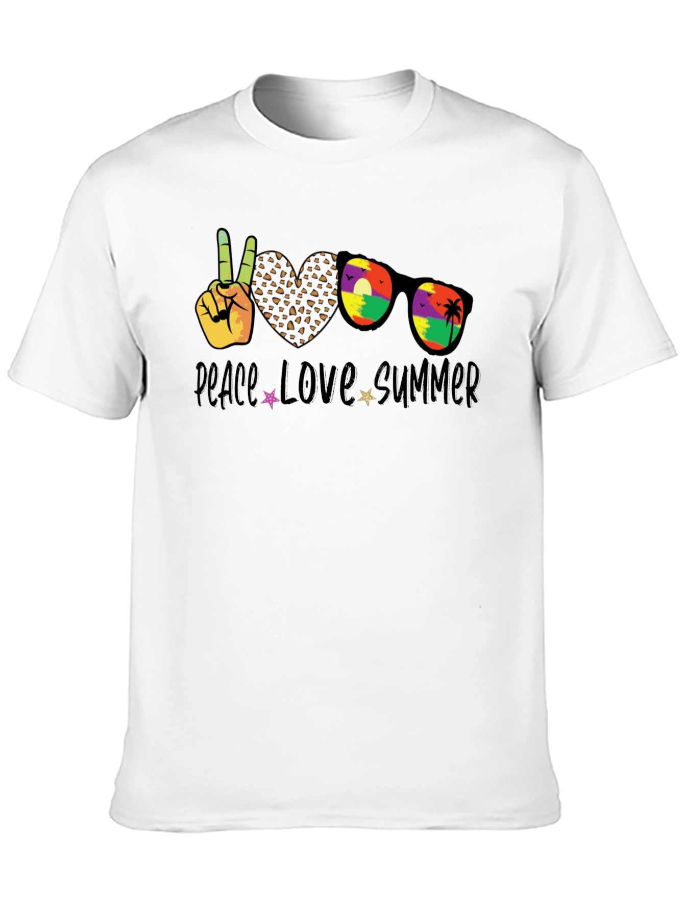 Black Peace Love Summer T-Shirt, Unisex Casual Tee view 10