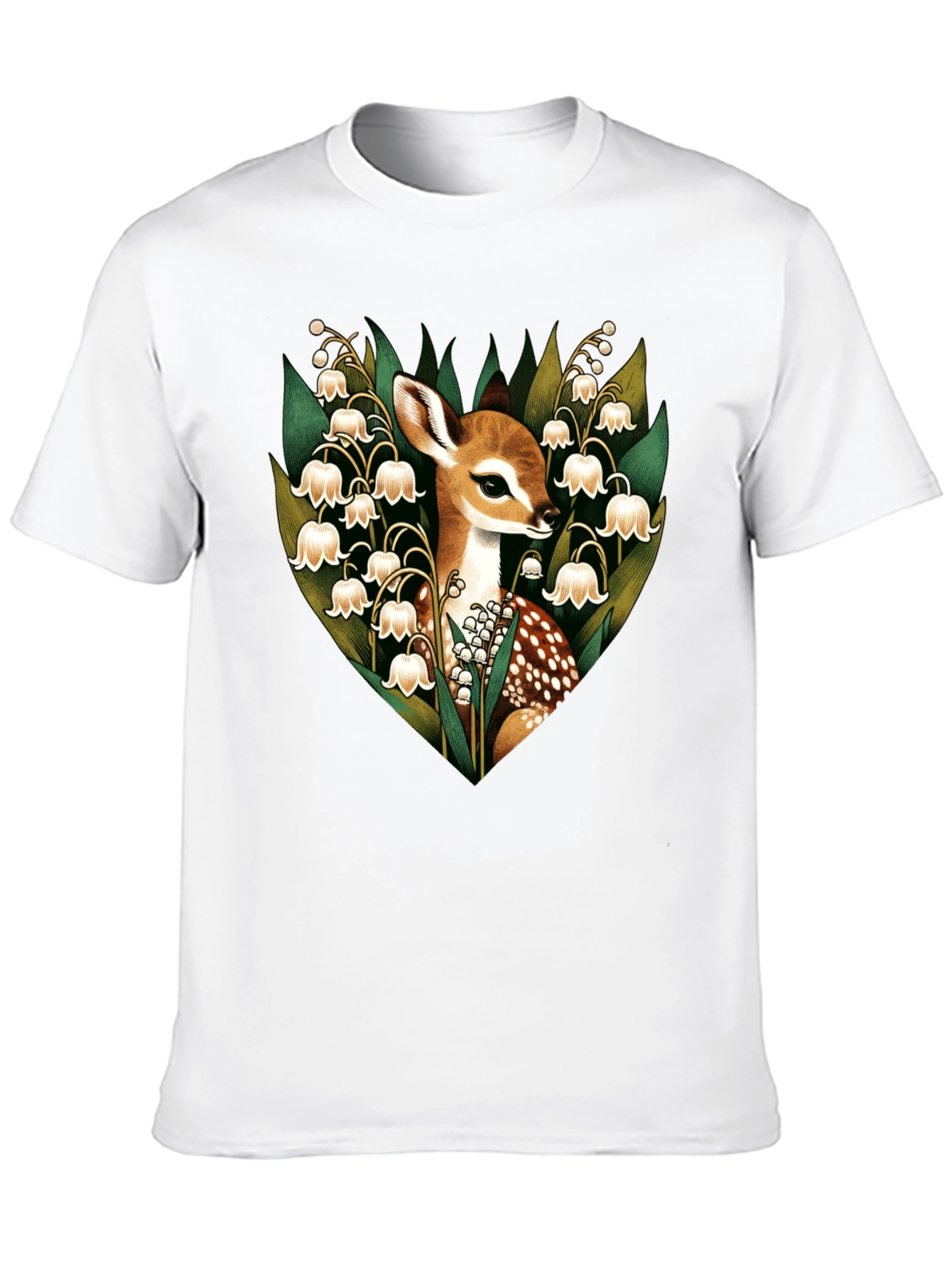 Black Deer & Lily of the Valley Graphic T-Shirt view 10