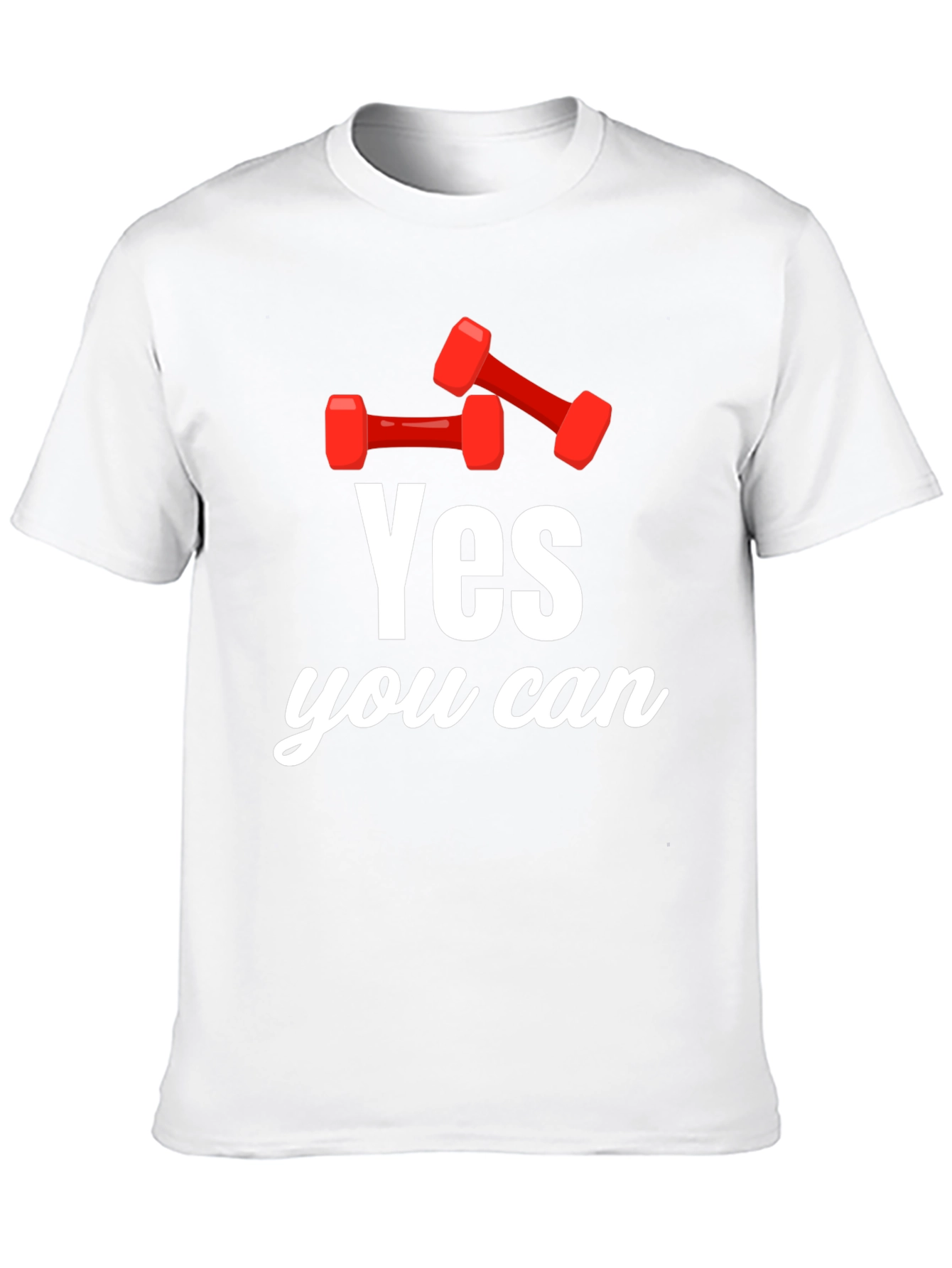 Black Yes You Can! Dumbbell Graphic T-Shirt - Motivational Gym Tee view 10