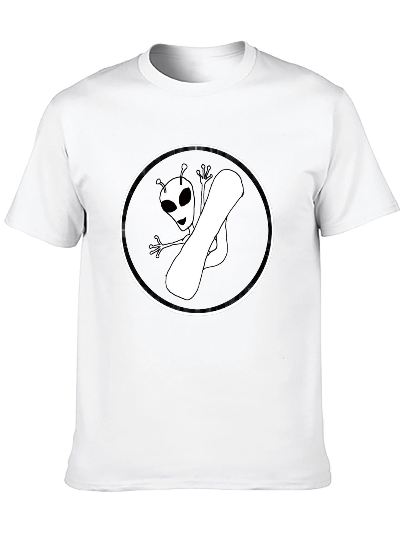 Black Alien Snowboarder Graphic Tee - Black Cotton T-Shirt view 10