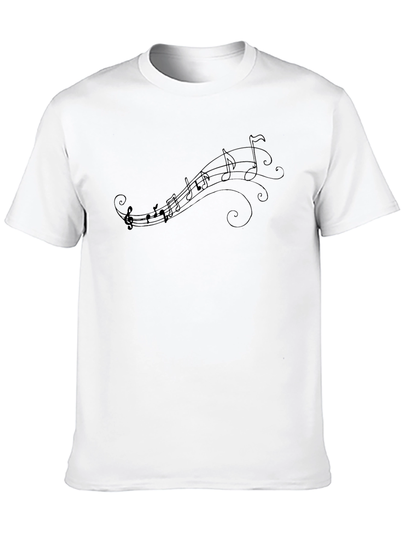 Black Music Note T-Shirt - Black Crew Neck Tee view 10