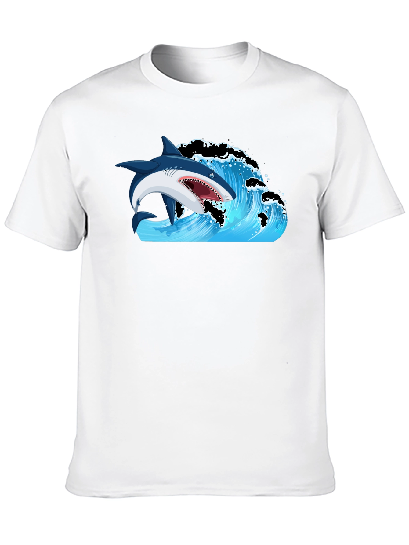 Black Shark Wave Graphic Print T-Shirt view 10