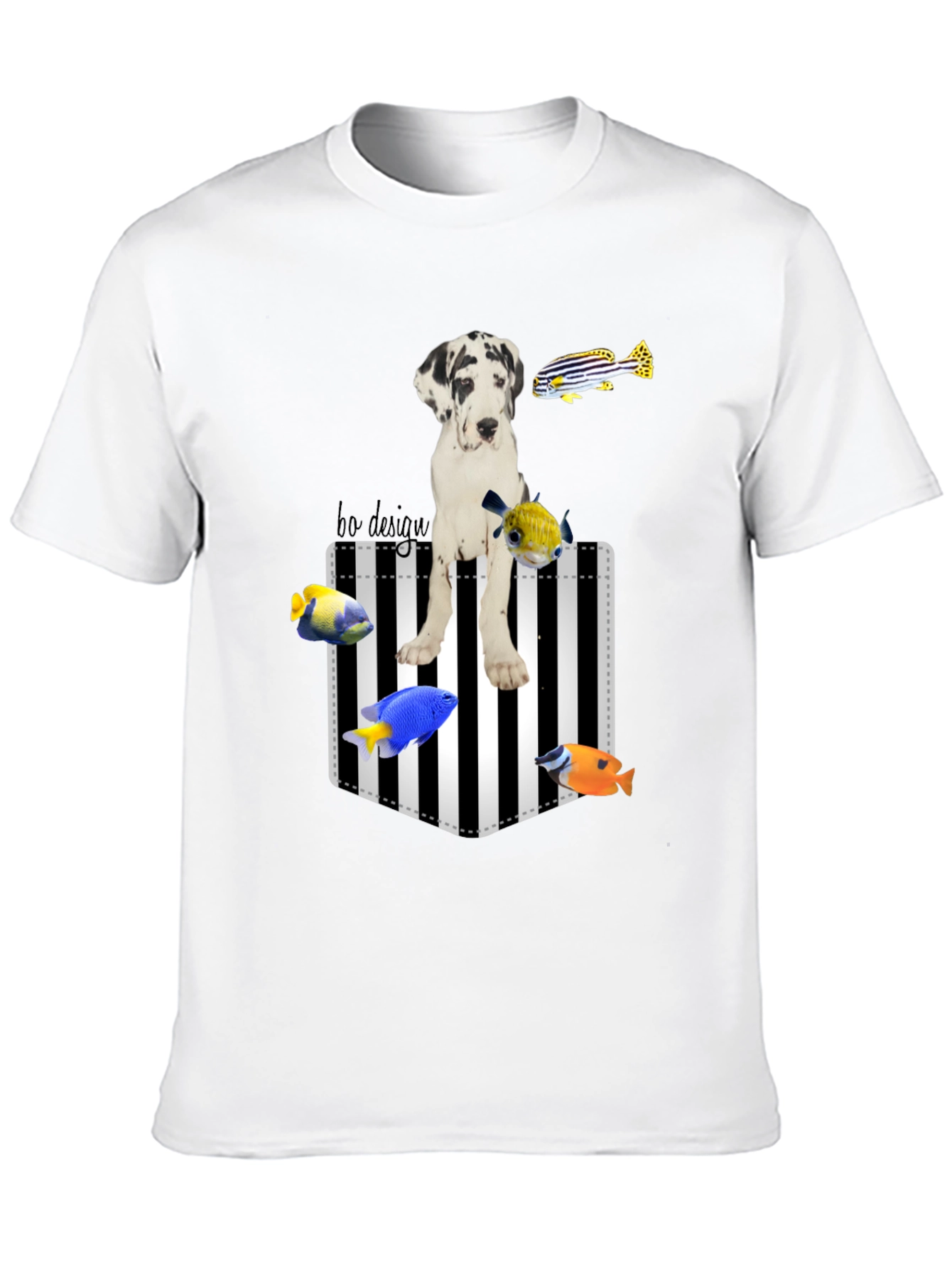 Black Dog and Fish Graphic Tee - Unique Print view 10