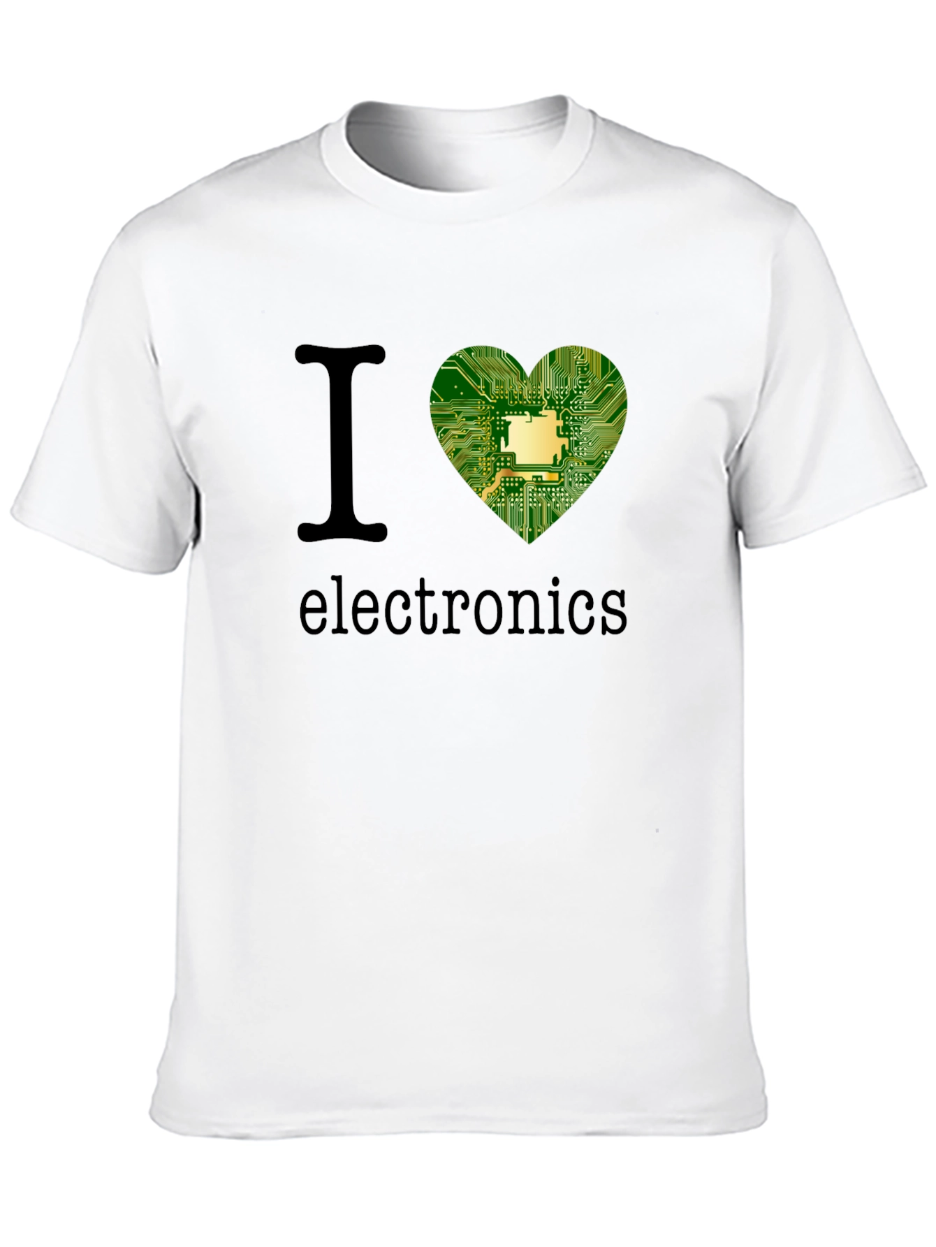 Black I Heart Electronics T-Shirt - Circuit Board Design view 10