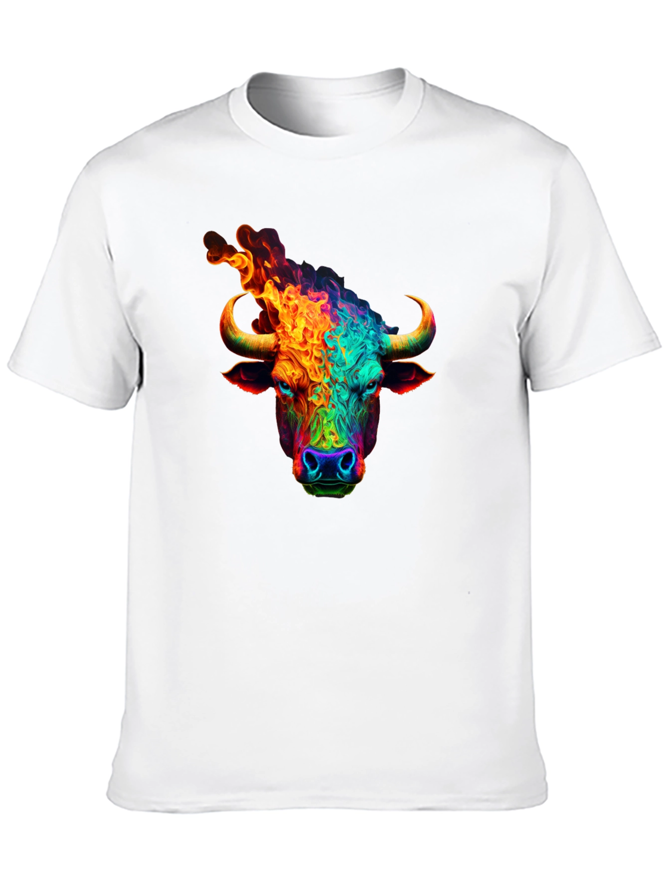 Black Fiery Bull Graphic T-Shirt - Bold & Vibrant Design view 10