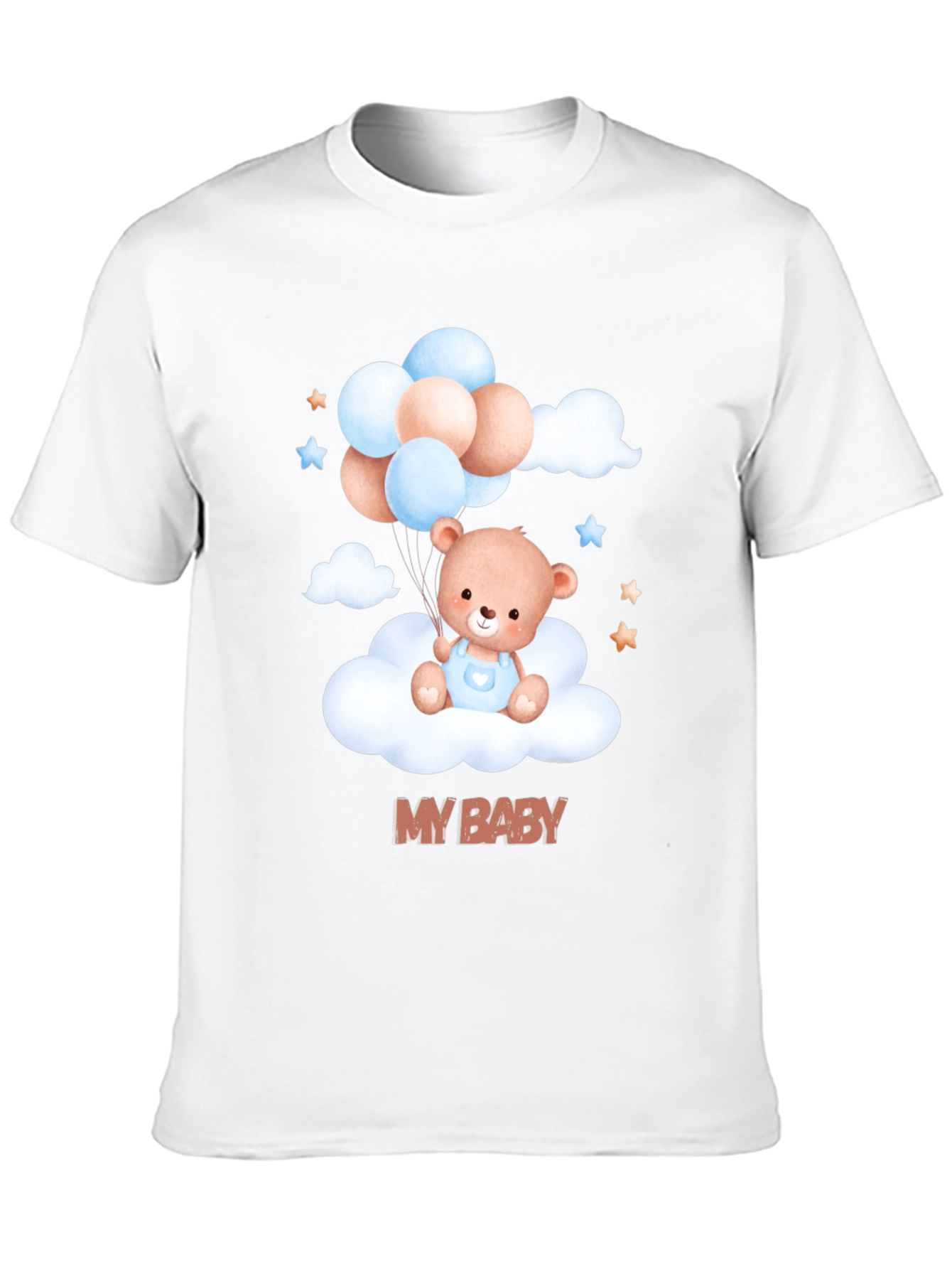 Black Cute "My Baby" Bear & Balloons Black T-Shirt view 10
