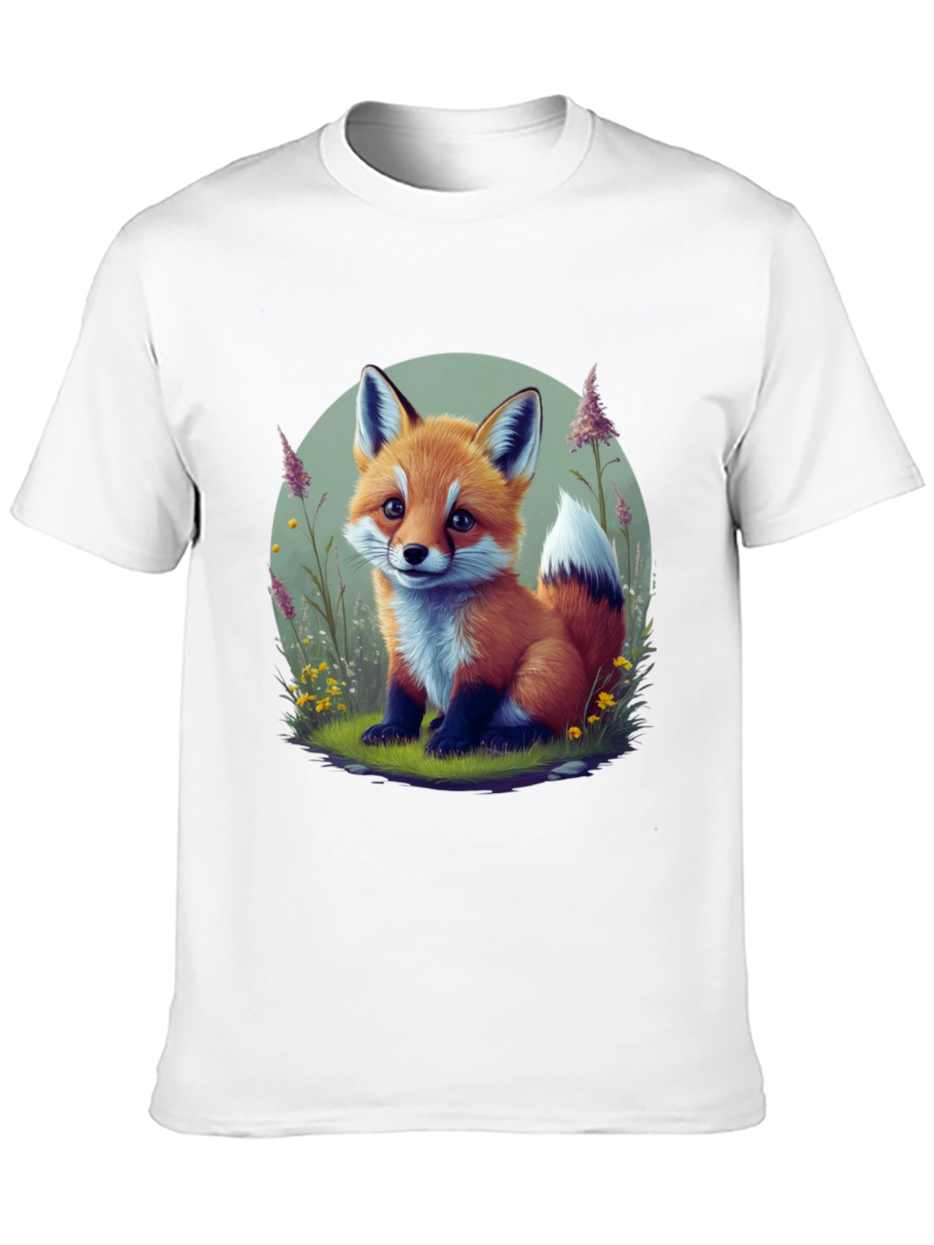 Black Cute Fox Graphic Tee - Soft Black Cotton view 10