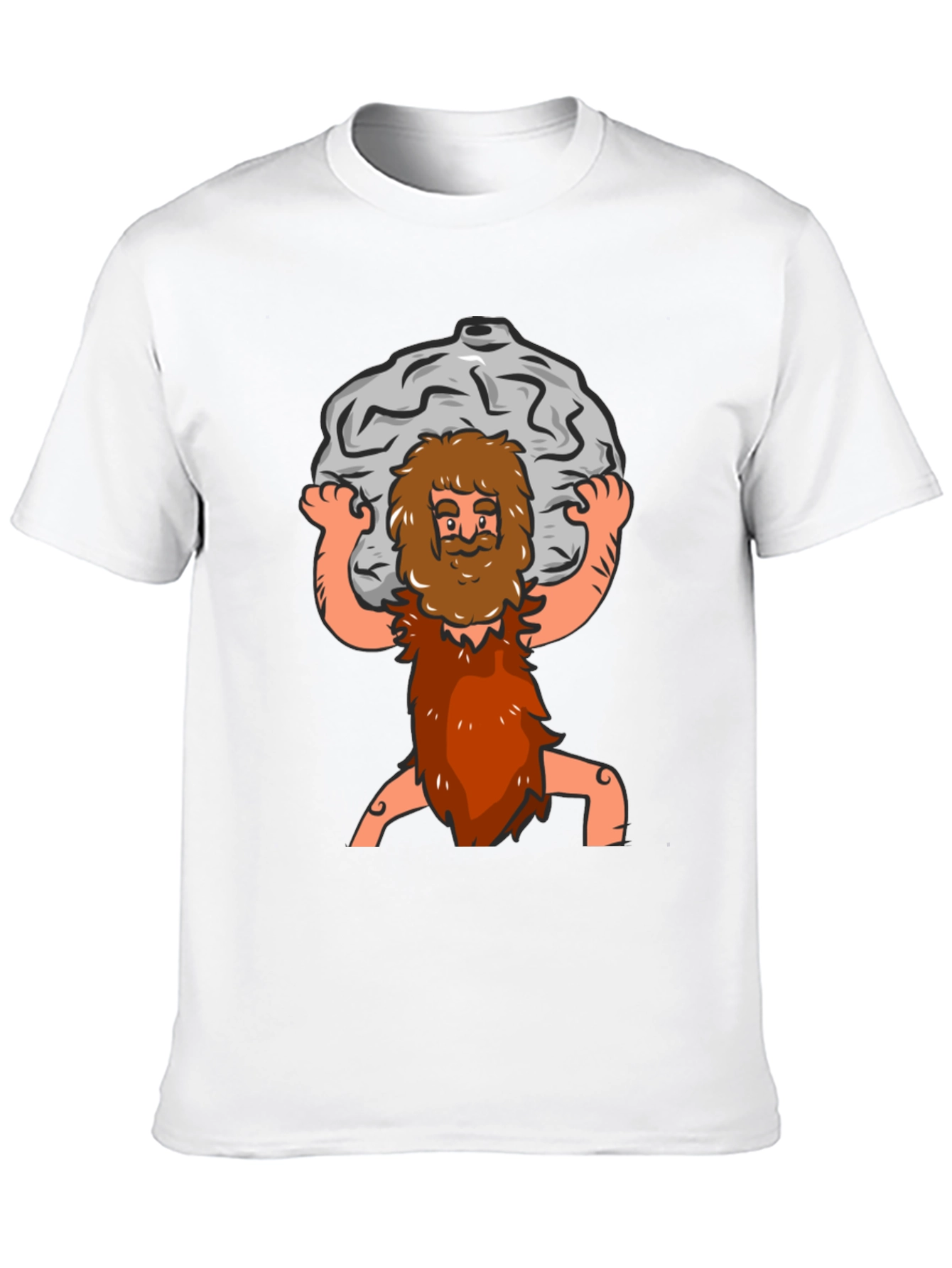 Black Atlas Caveman Cartoon Graphic T-Shirt view 10