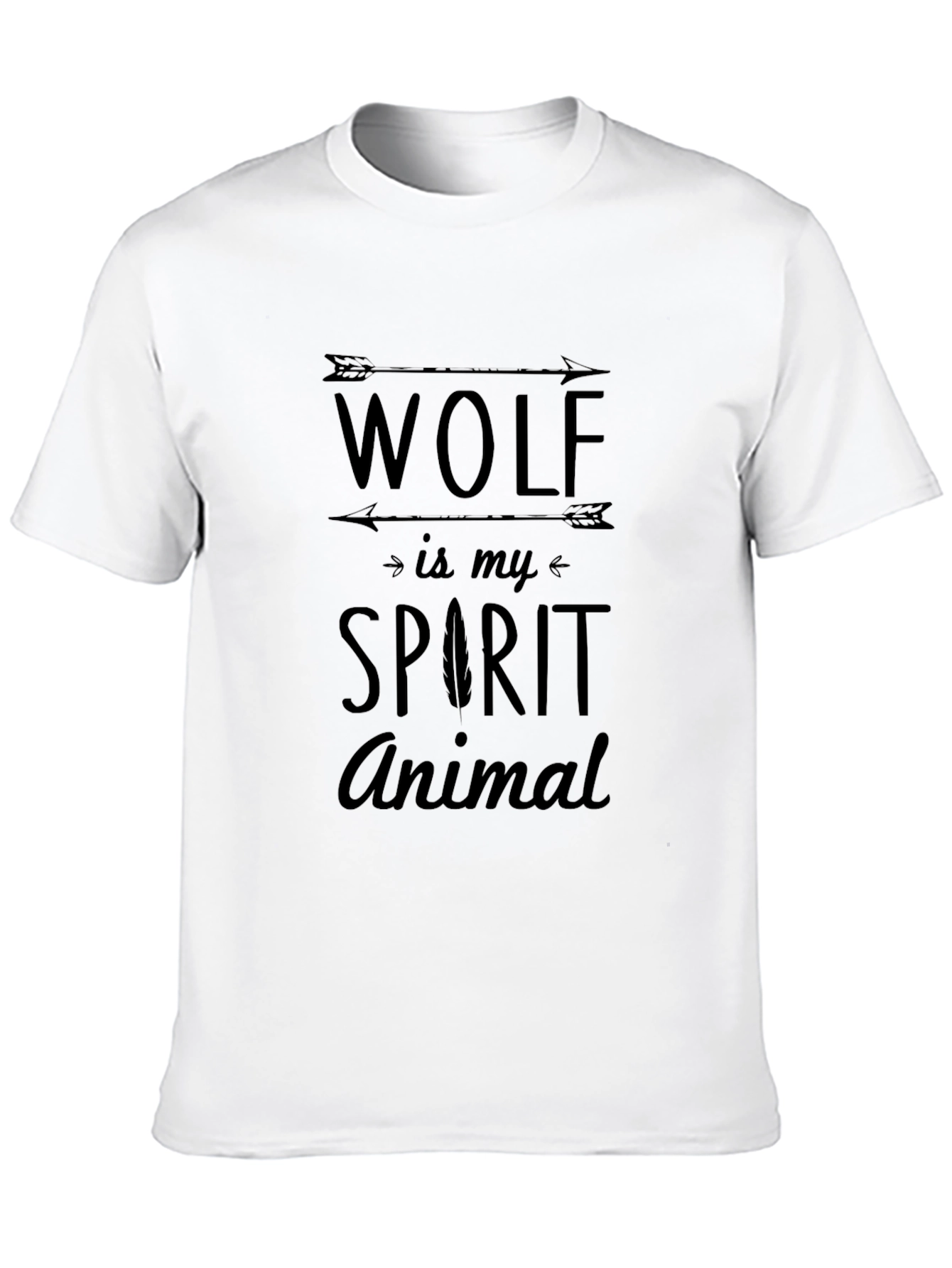 Black Wolf Spirit Animal Graphic Tee - Black Cotton T-Shirt view 10