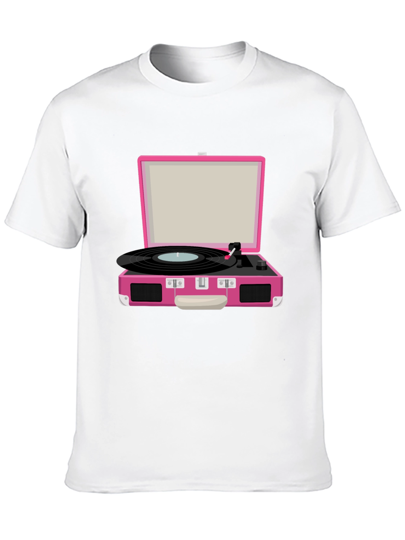 Retro Pink Record Player Graphic Tee - Music Lover T-Shirt - 10