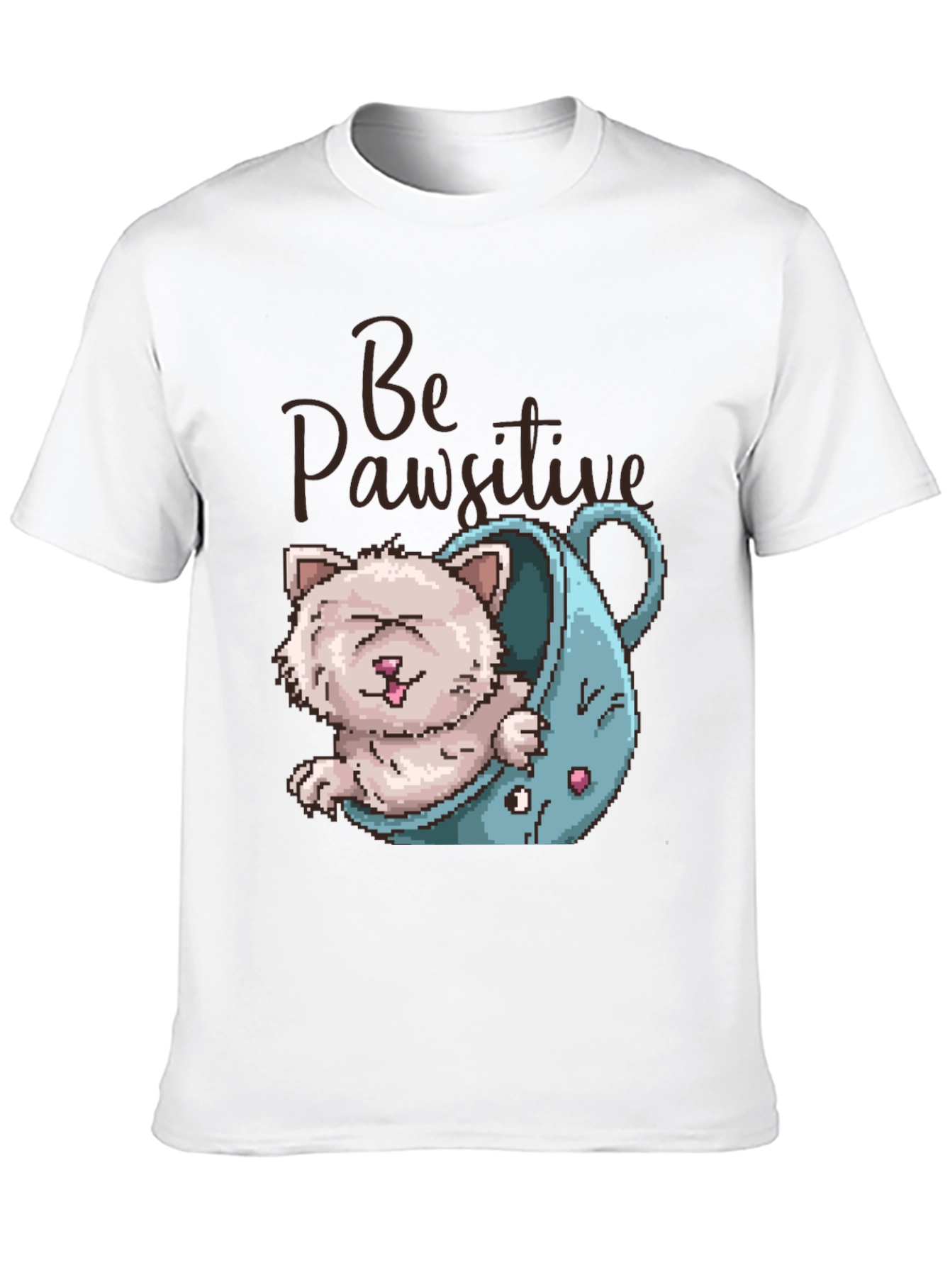 Black Be Pawsitive Cat Lover T-Shirt view 10