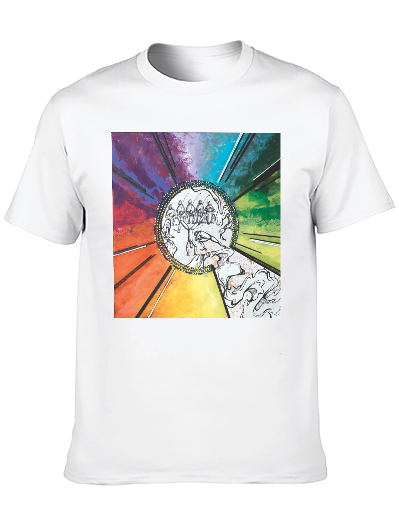 Black Colorful Graphic Print Black T-Shirt view 10