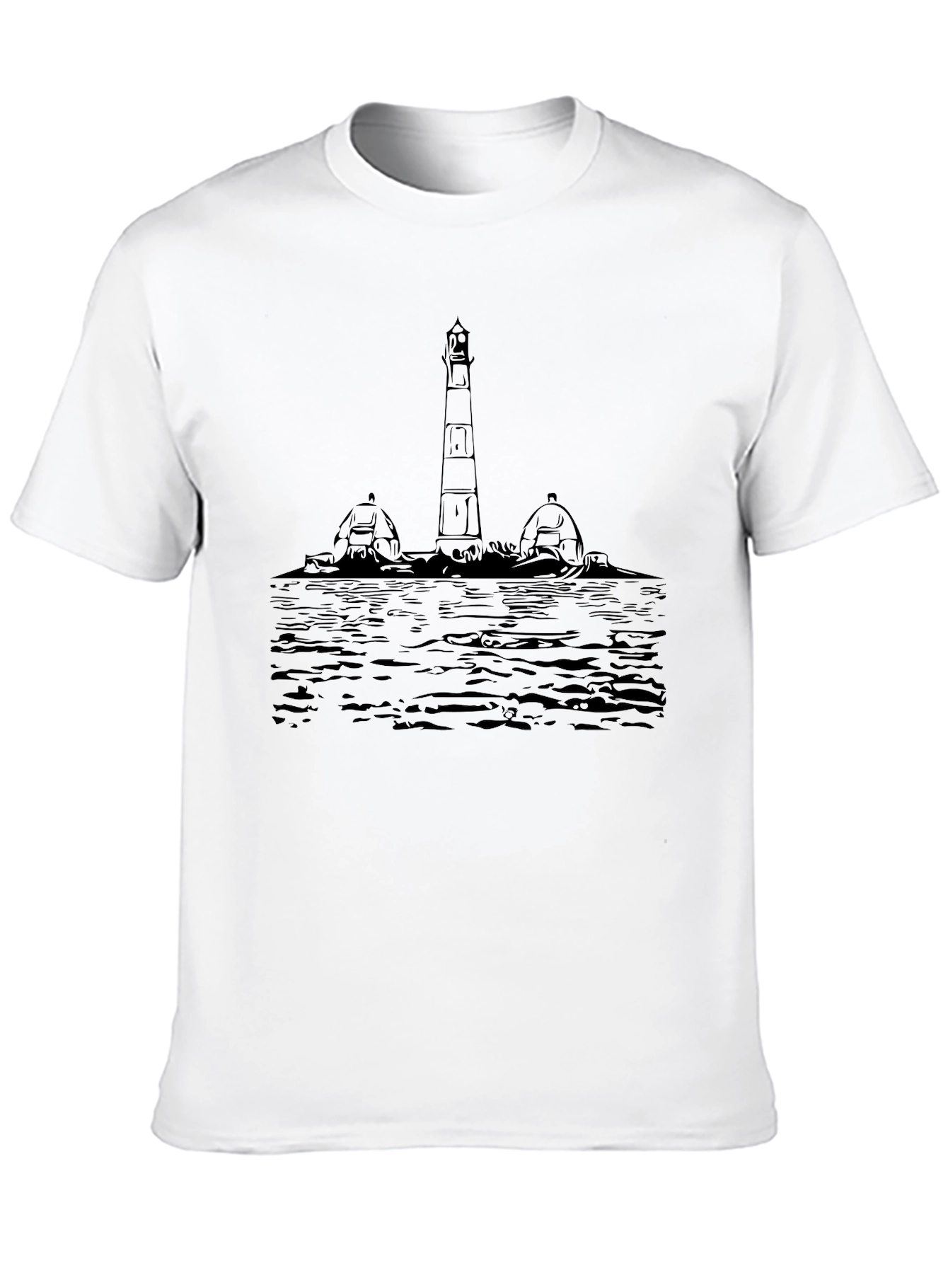 Black Lighthouse Graphic Tee - Black Cotton Shirt view 10