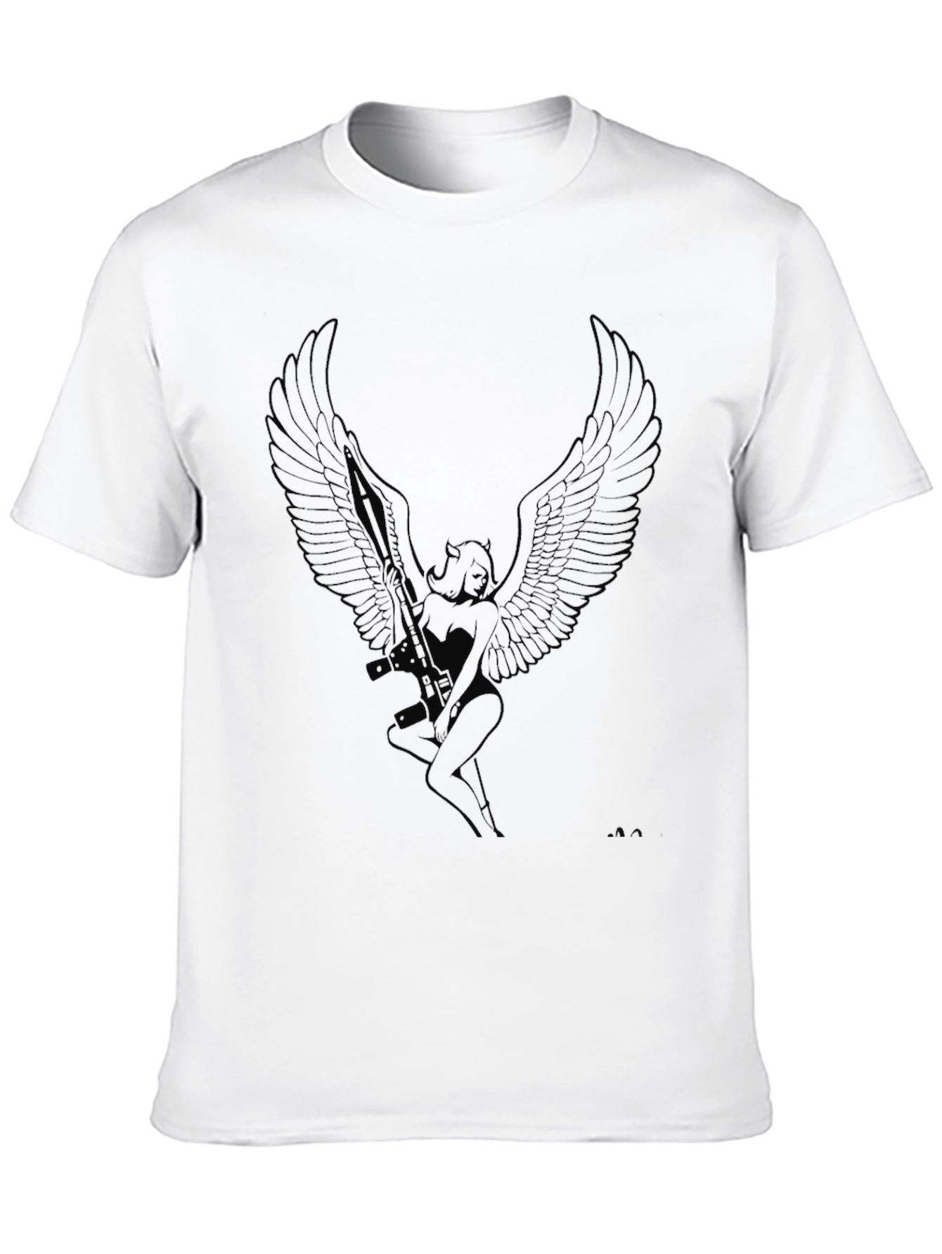 Black Winged Angel Graphic Tee - Black Cotton Comfort view 10