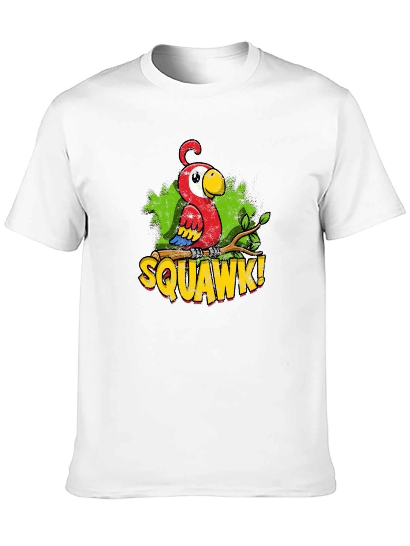 Black Funny Parrot Graphic T-Shirt - SQUAWK! Cartoon Bird Tee view 10