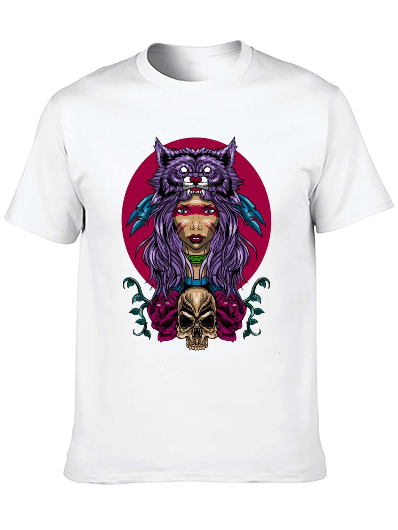 Black Wolf Headdress Skull Graphic Tee view 10