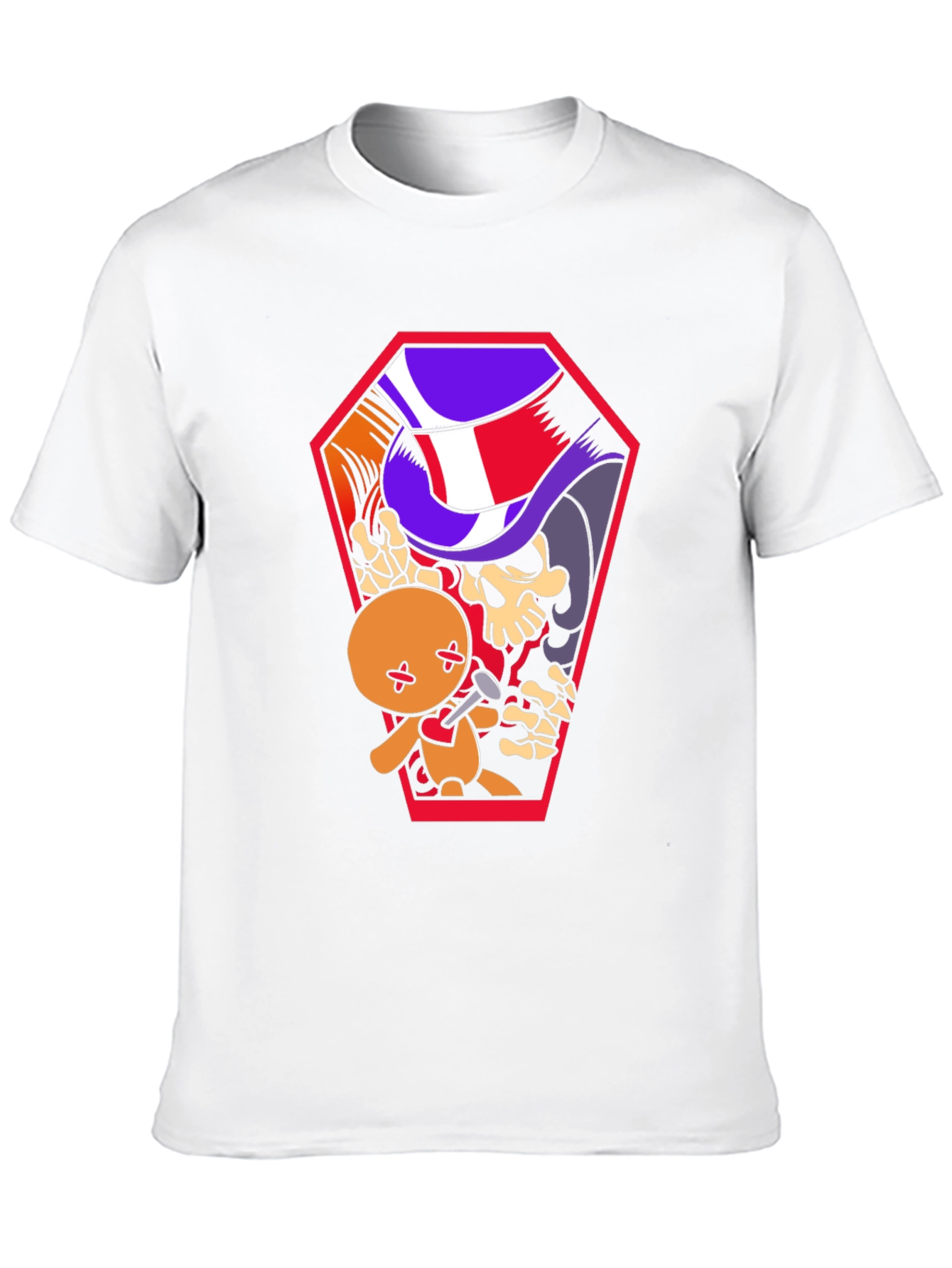 Black Voodoo Doll Coffin Graphic Tee view 10