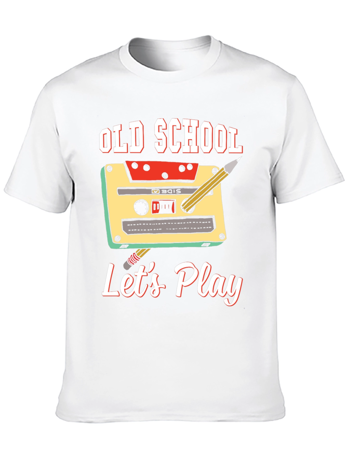 Black Old School Let's Play Graphic Tee view 10