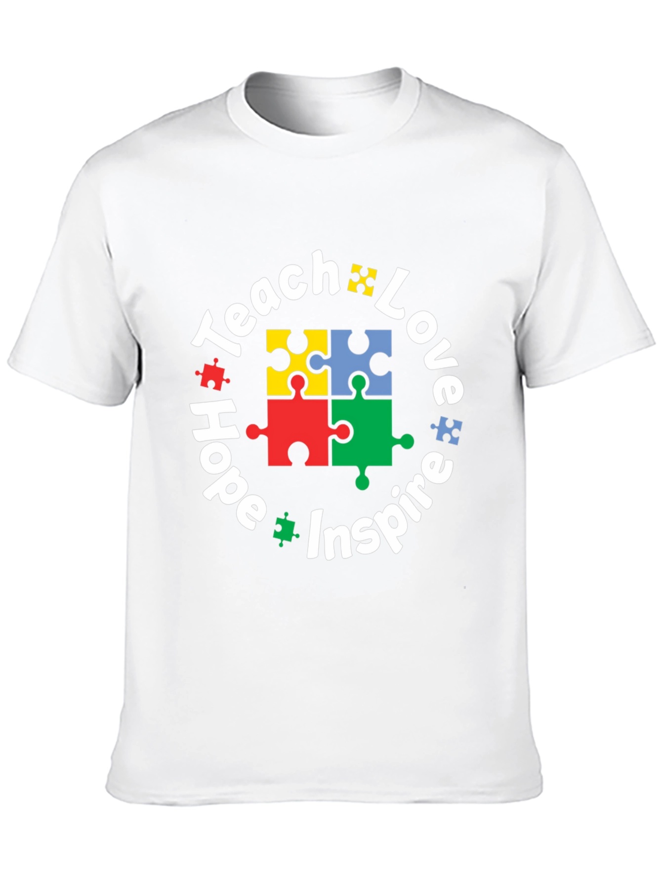 Black Teach Love Hope Inspire Puzzle Piece T-Shirt view 10