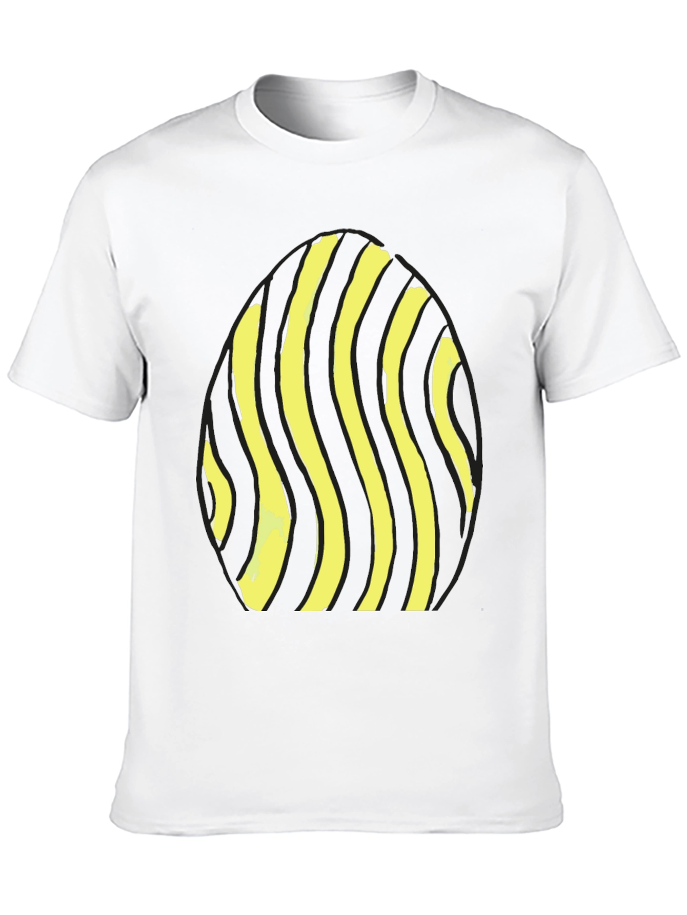 Black Striped Egg Graphic Tee - Casual Black T-Shirt view 10