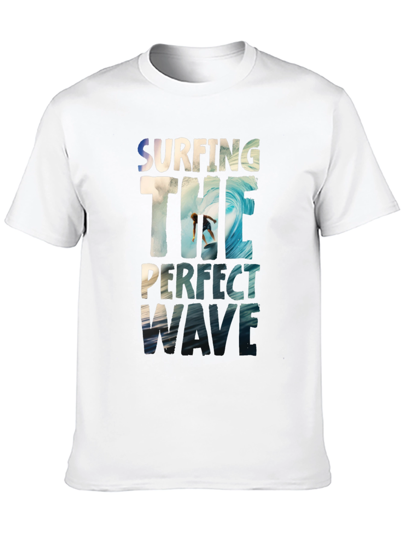 Black Surfing The Perfect Wave Black Graphic T-Shirt view 10