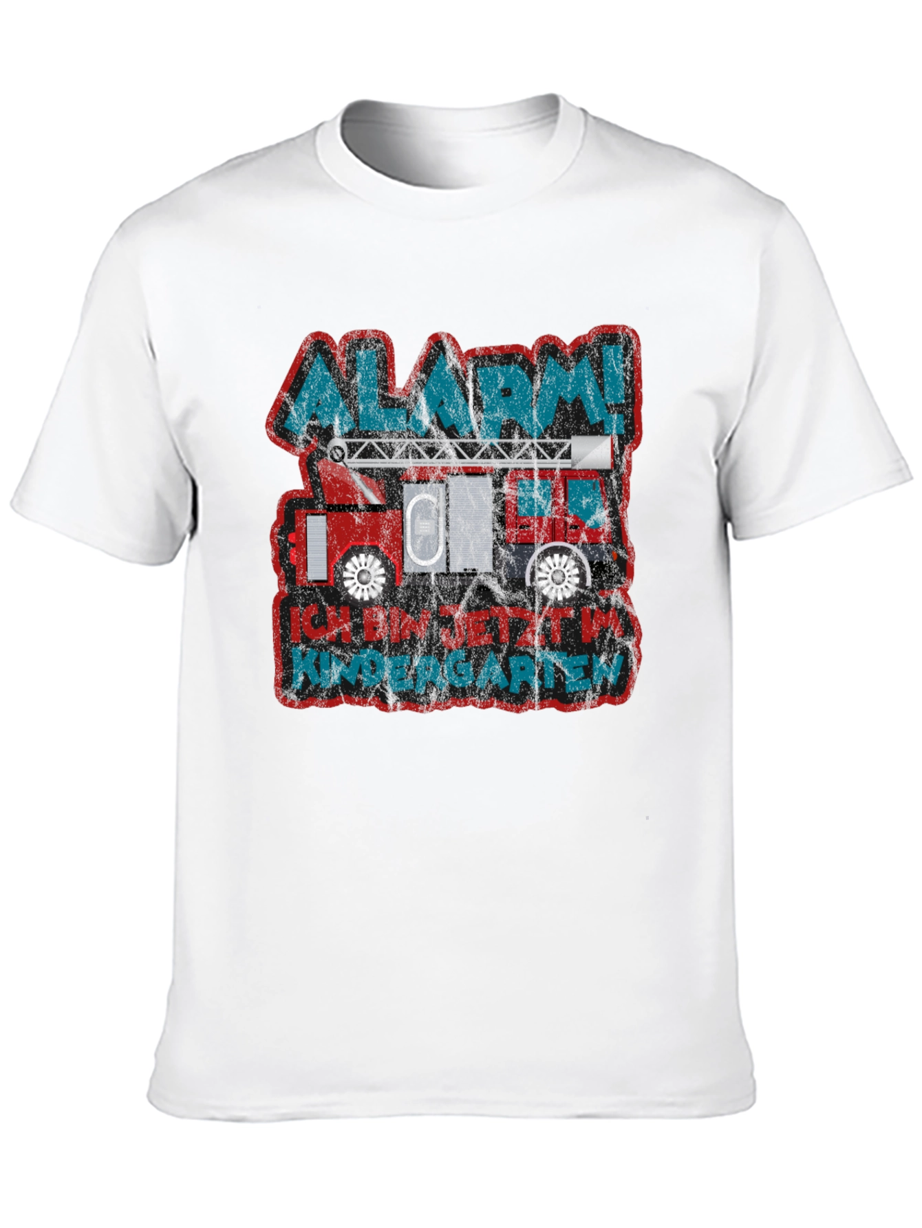 Black Alarm! Kindergarten Fire Truck T-Shirt view 10
