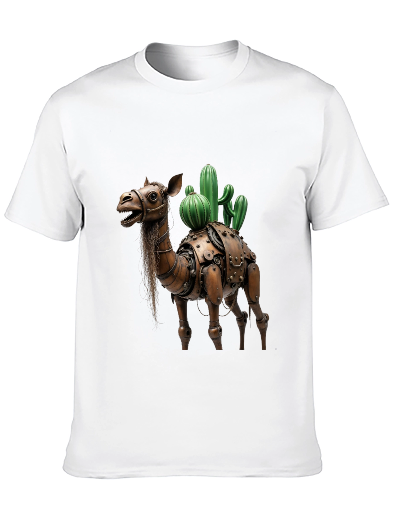 Black Steampunk Camel Cactus Graphic T-Shirt view 10