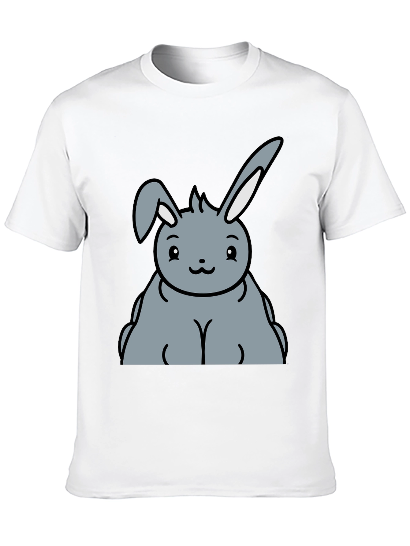 Black Cute Bunny Graphic Tee - Unisex Black T-Shirt view 10