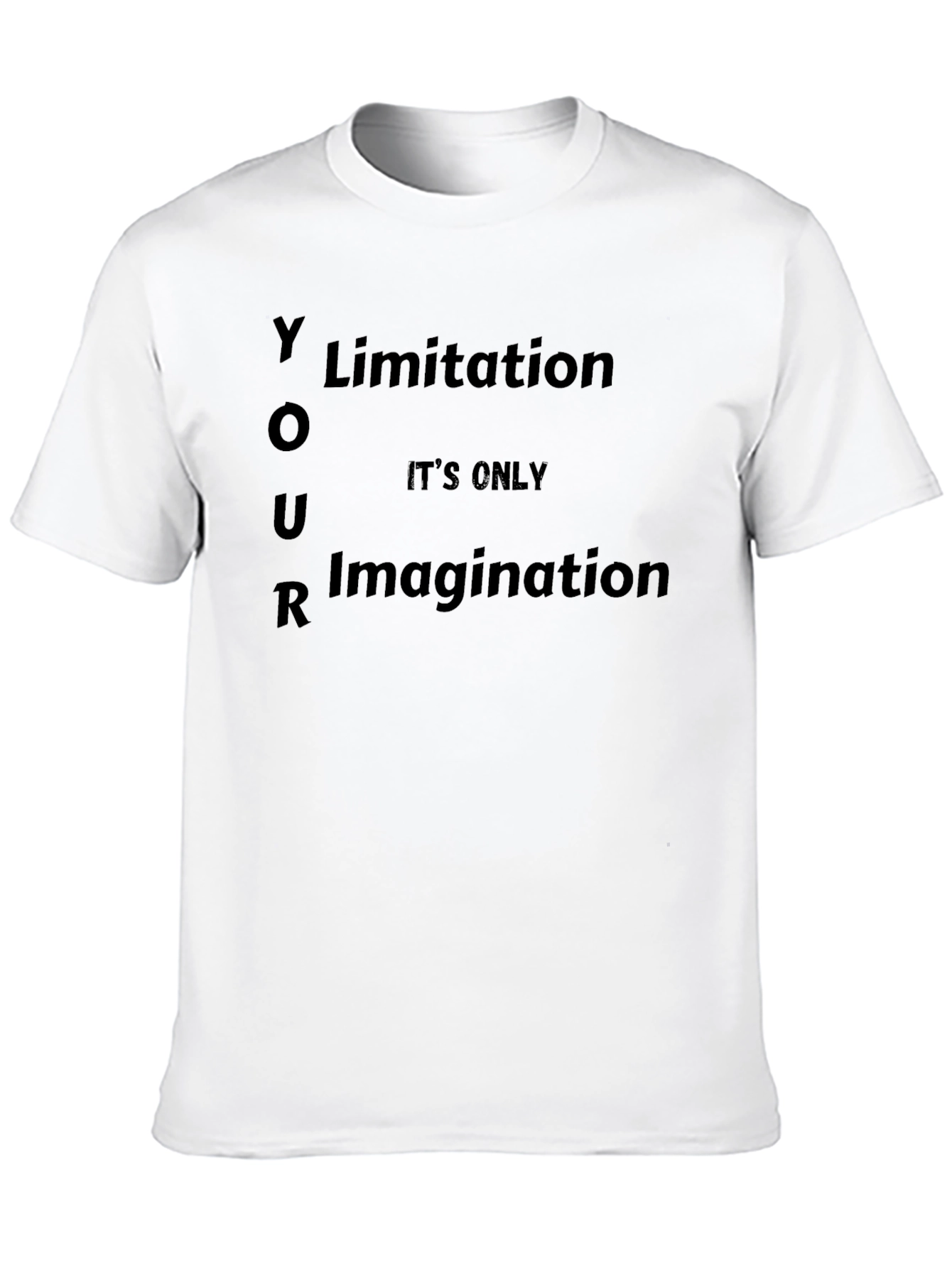Black Motivational "Your Limitation" Graphic T-Shirt view 10