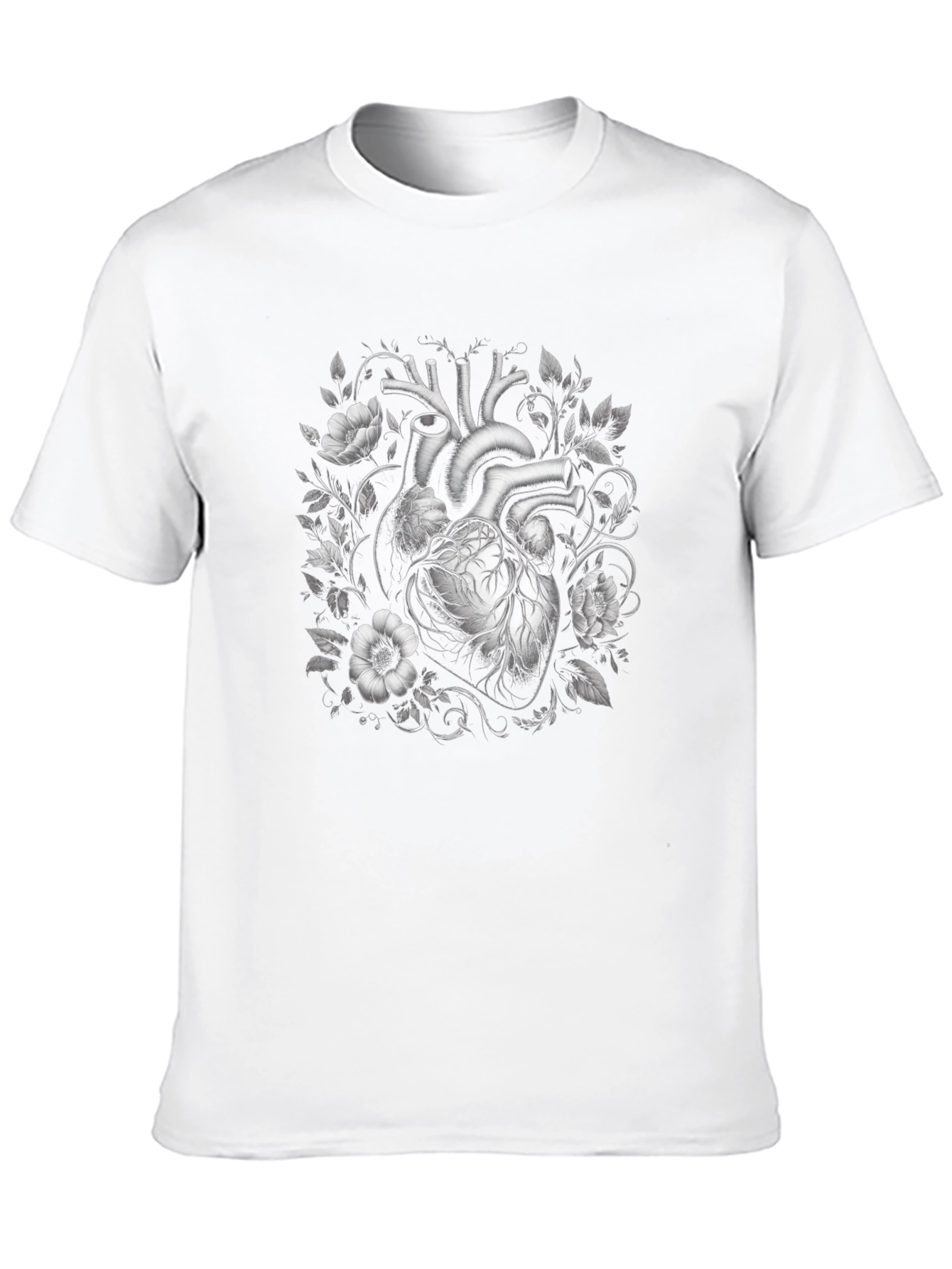 Black Anatomical Heart & Floral Graphic Tee - Black view 10