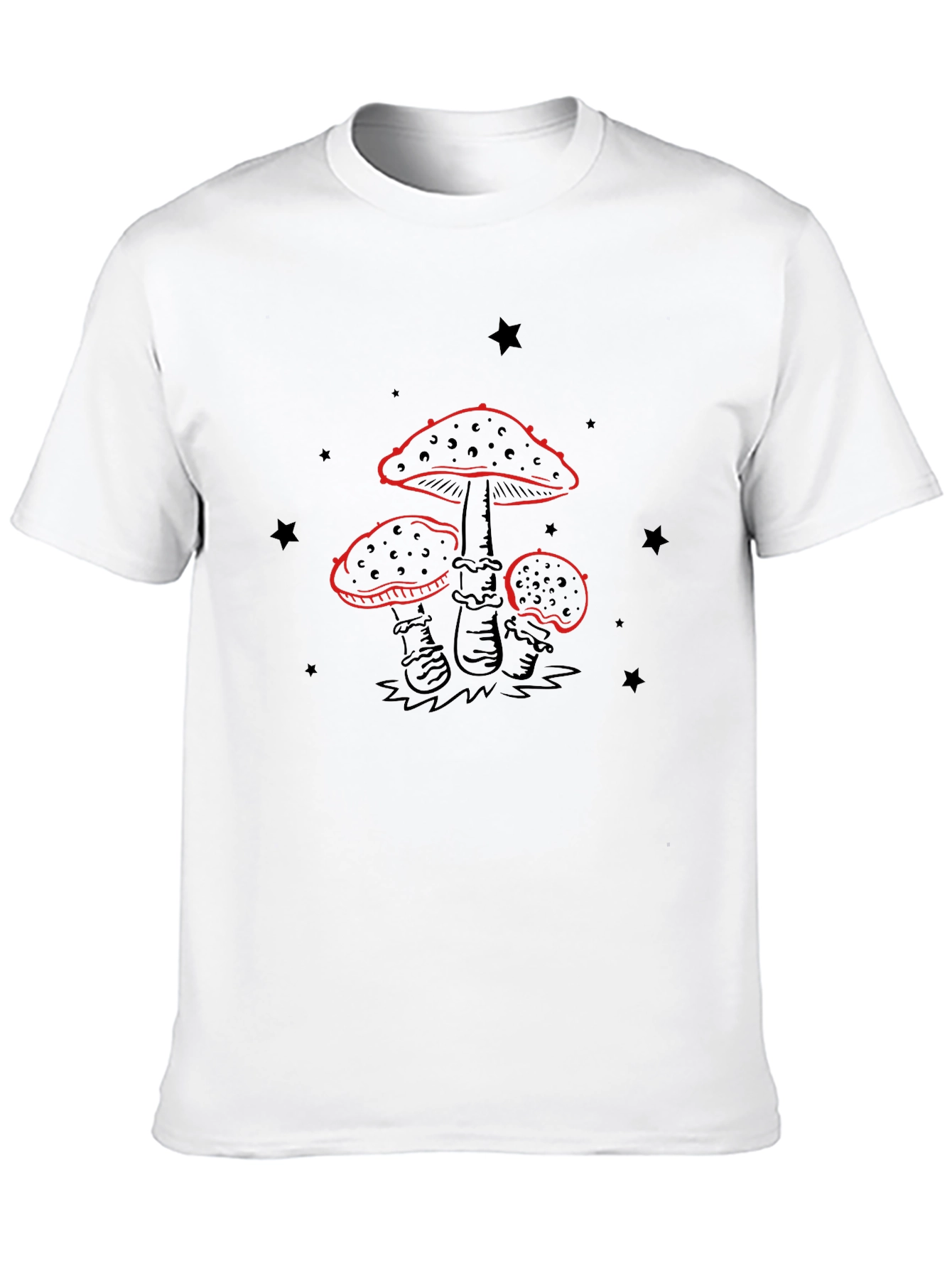 Black Mushroom Graphic T-Shirt - Black Cotton Tee view 10