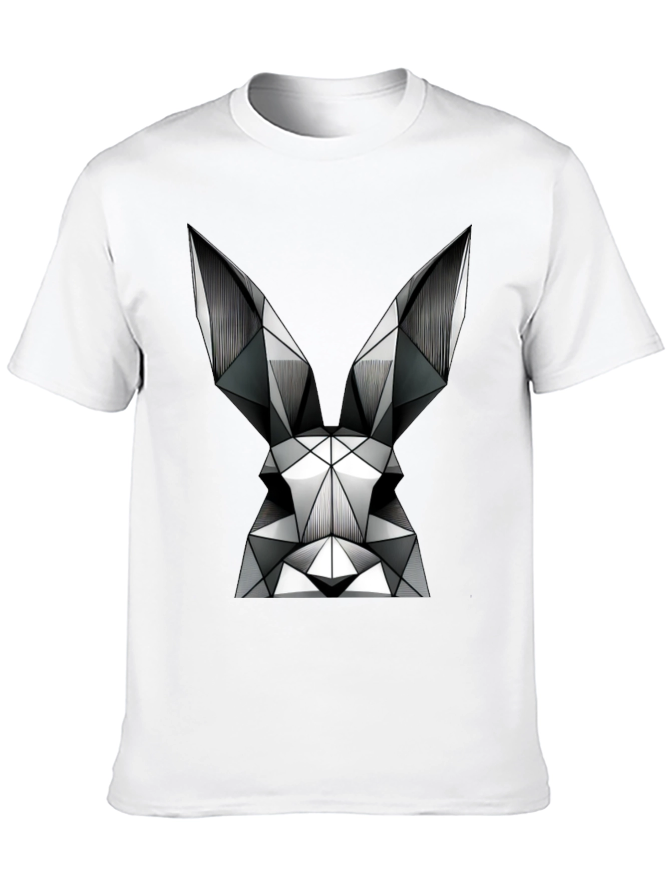 Black Geometric Rabbit Graphic Tee - Modern Black T-Shirt view 10