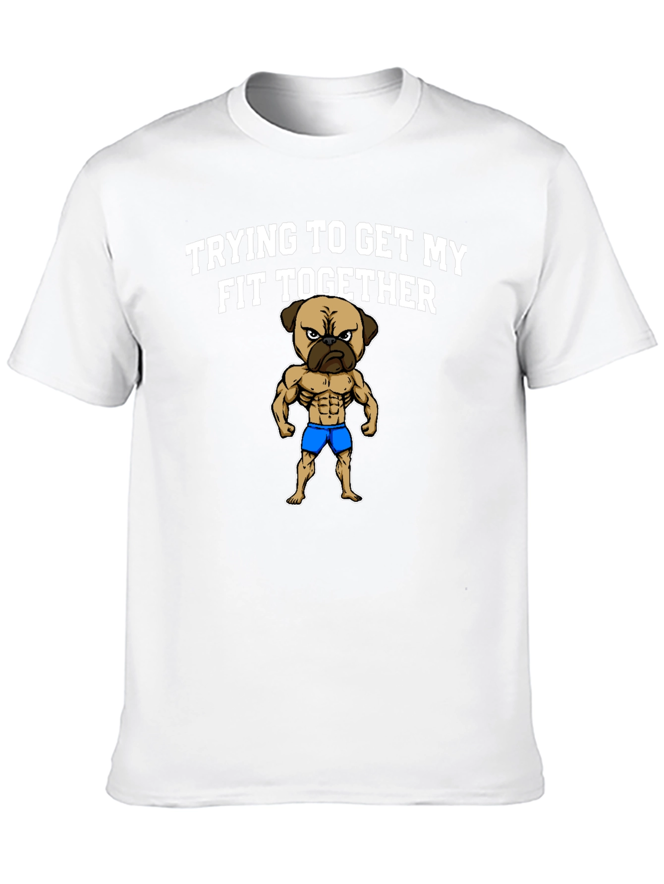 Black Funny Pug Gym T-Shirt - Trying to Get My Fit Together view 10