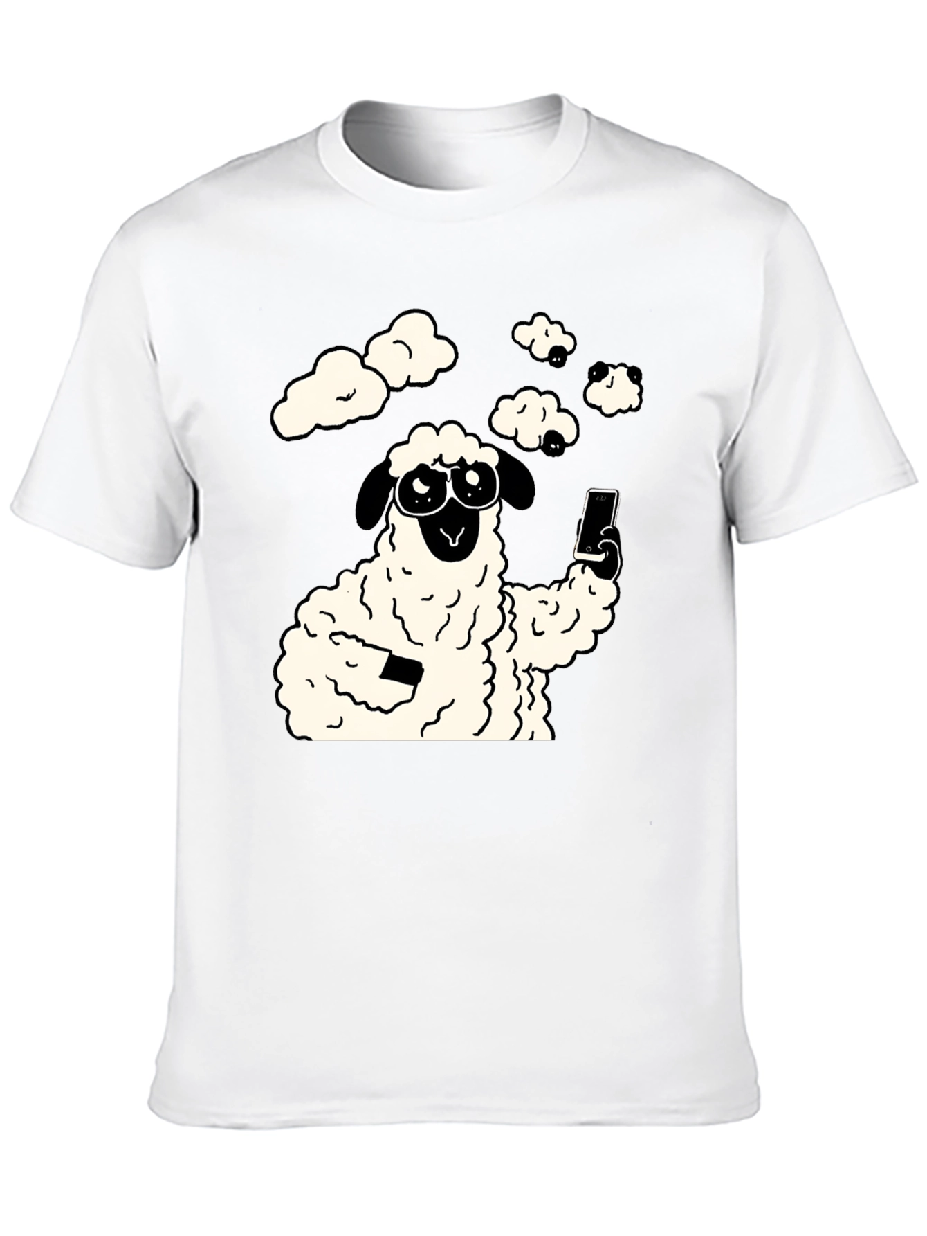 Black Funny Sheep Selfie Graphic Tee - Black view 10