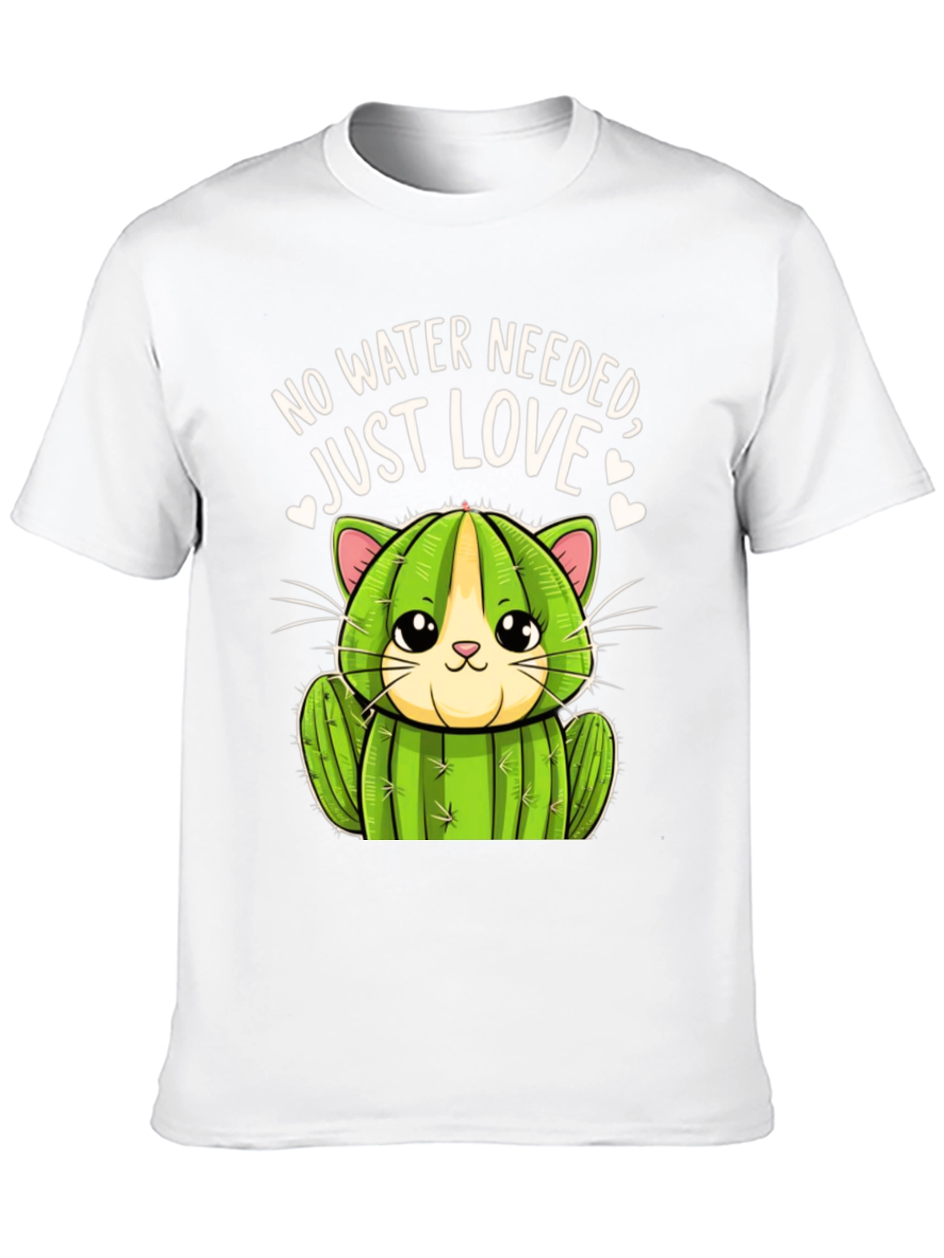 Black Cactus Cat T-Shirt - No Water Needed, Just Love view 10