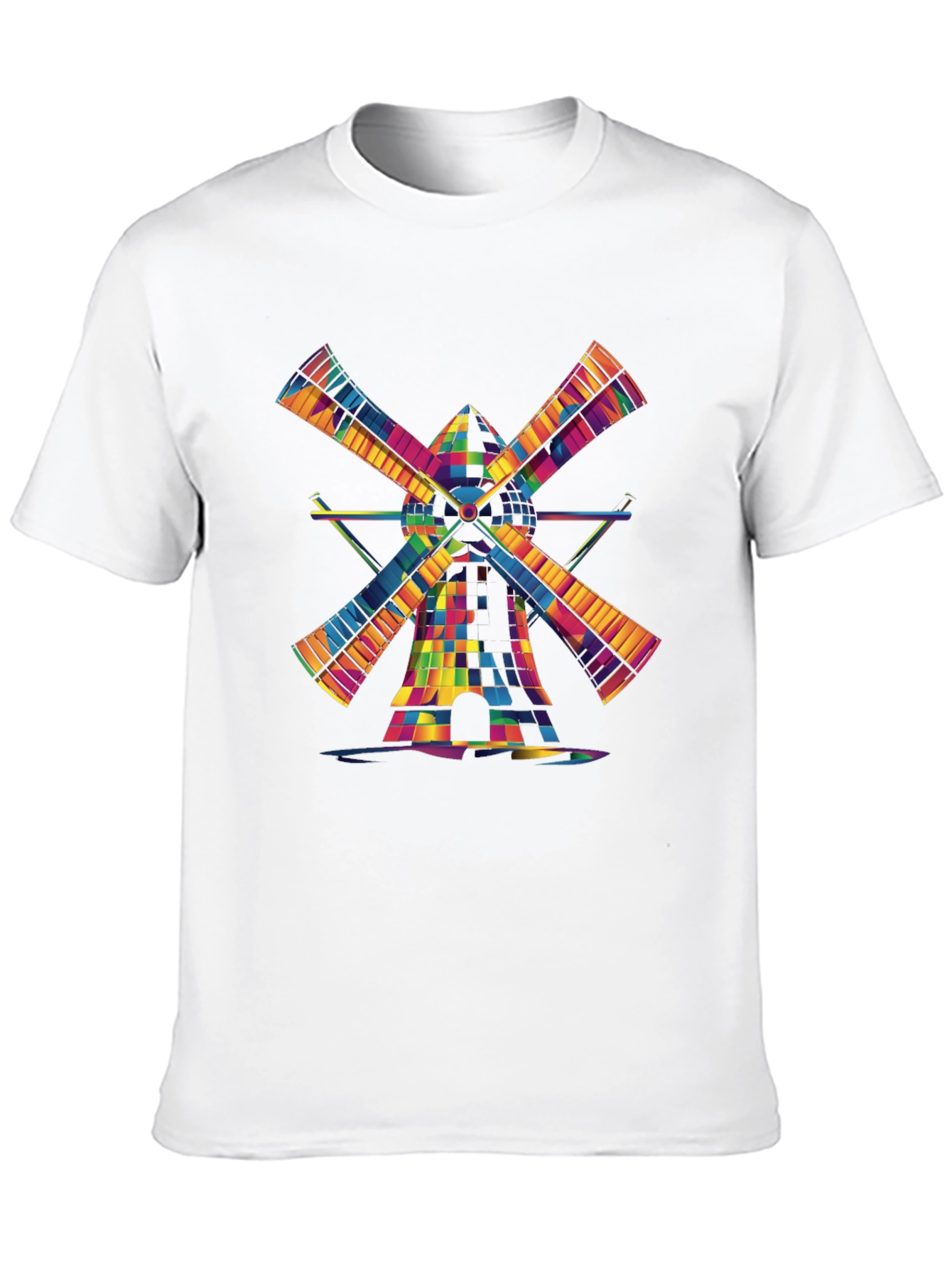 Black Colorful Windmill Graphic Tee - Modern Art Shirt view 10