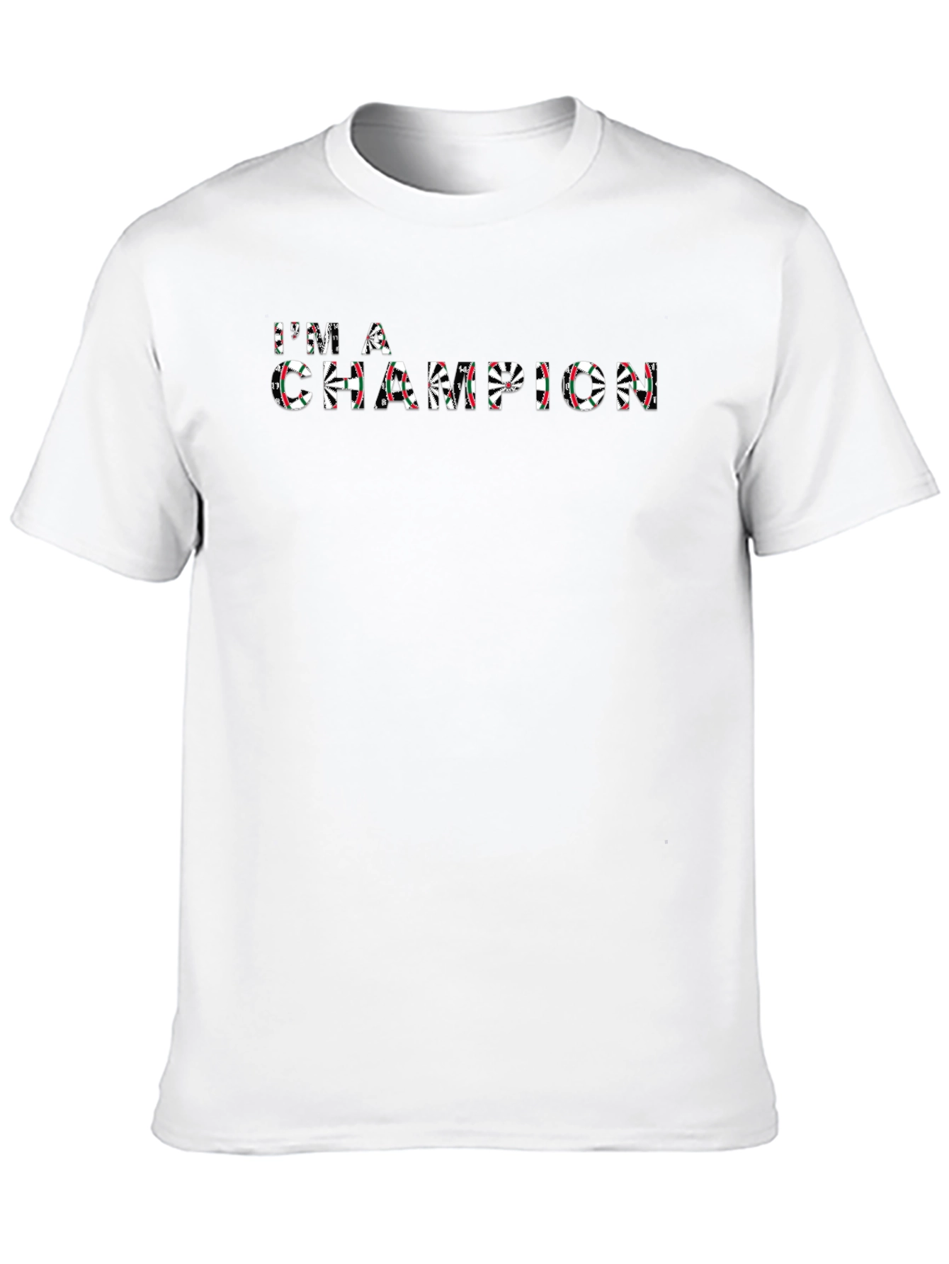 Black I'm a Champion Dartboard Print Black T-Shirt view 10