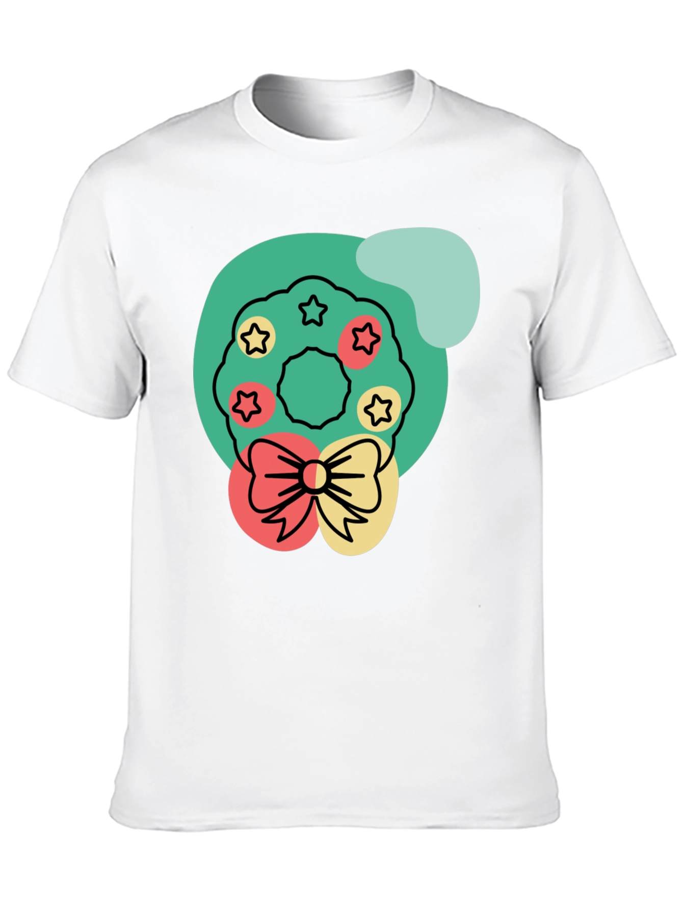 Black Festive Wreath Graphic Tee - Holiday Cheer T-Shirt view 10