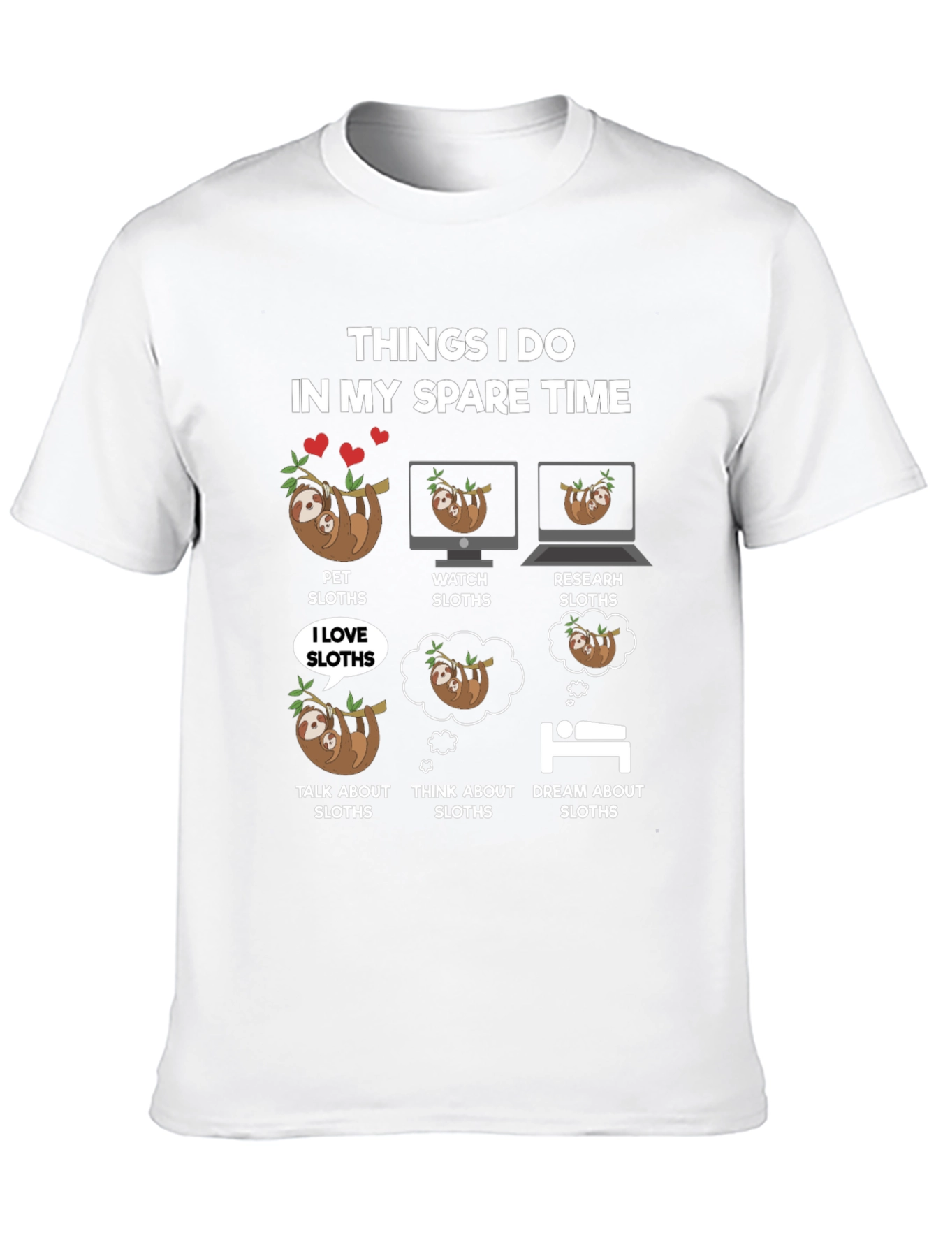 Black Funny Sloth Lover T-Shirt - Spare Time Sloth Activities view 10