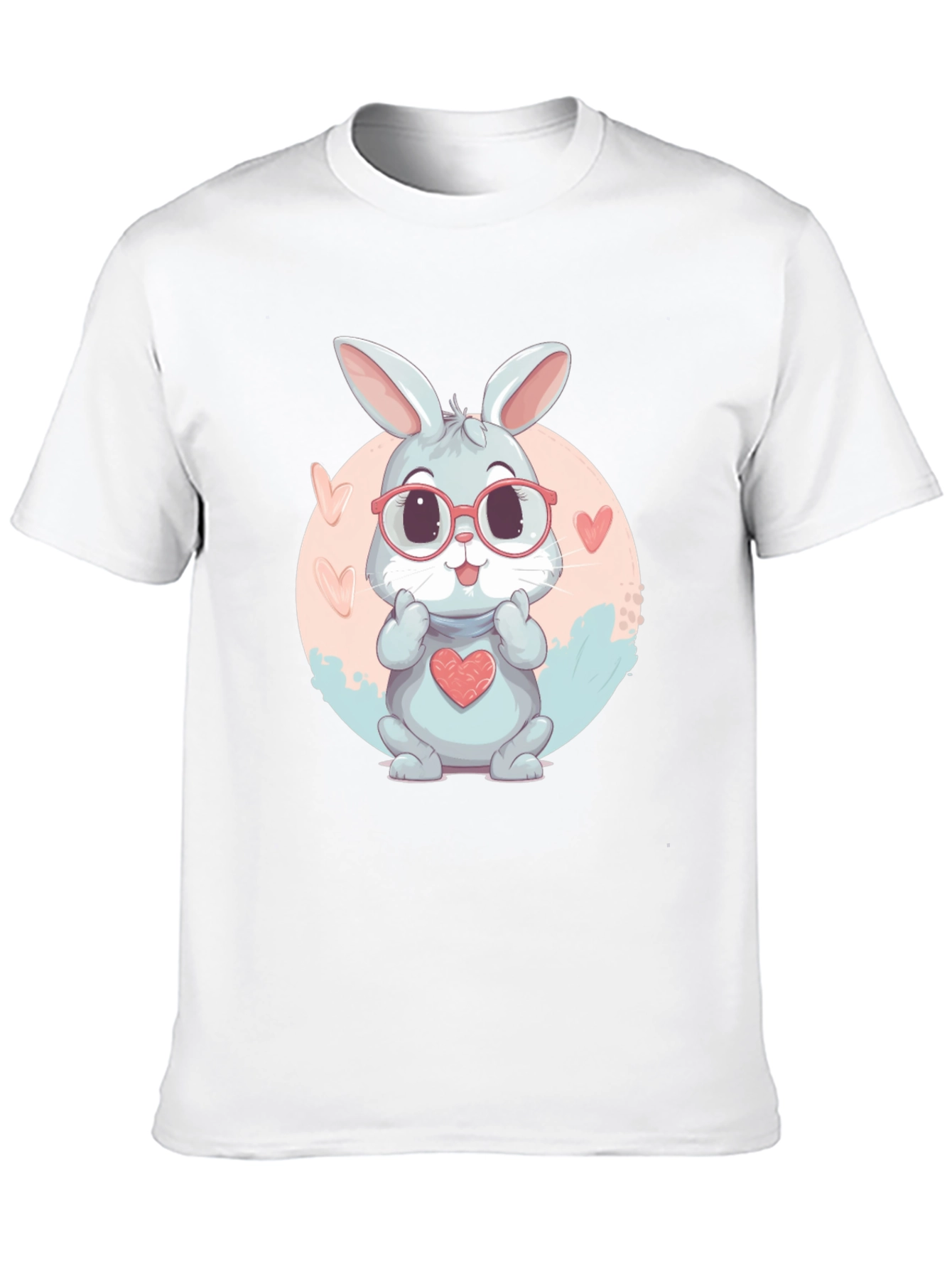 Black Cute Bunny Heart Graphic Tee view 10