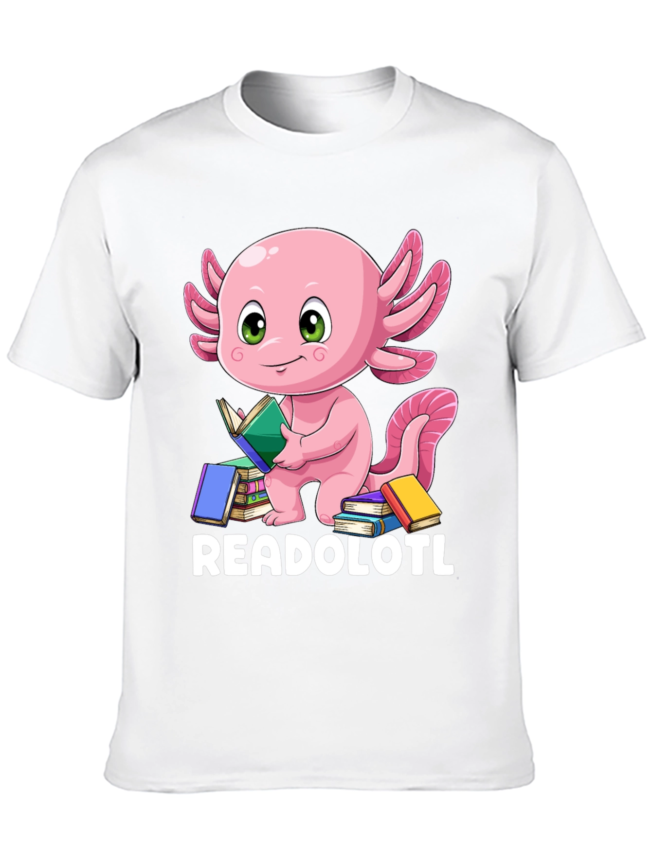 Black Readolotl Axolotl Reading Book T-Shirt view 10