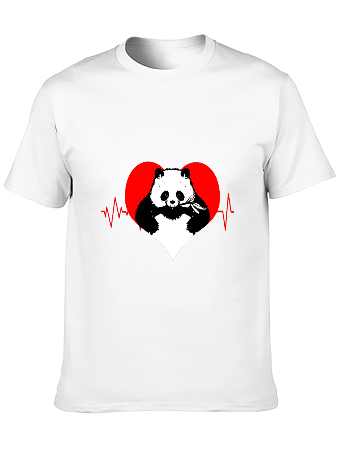 Black Panda Heartbeat Graphic Tee - Men's Black T-Shirt view 10