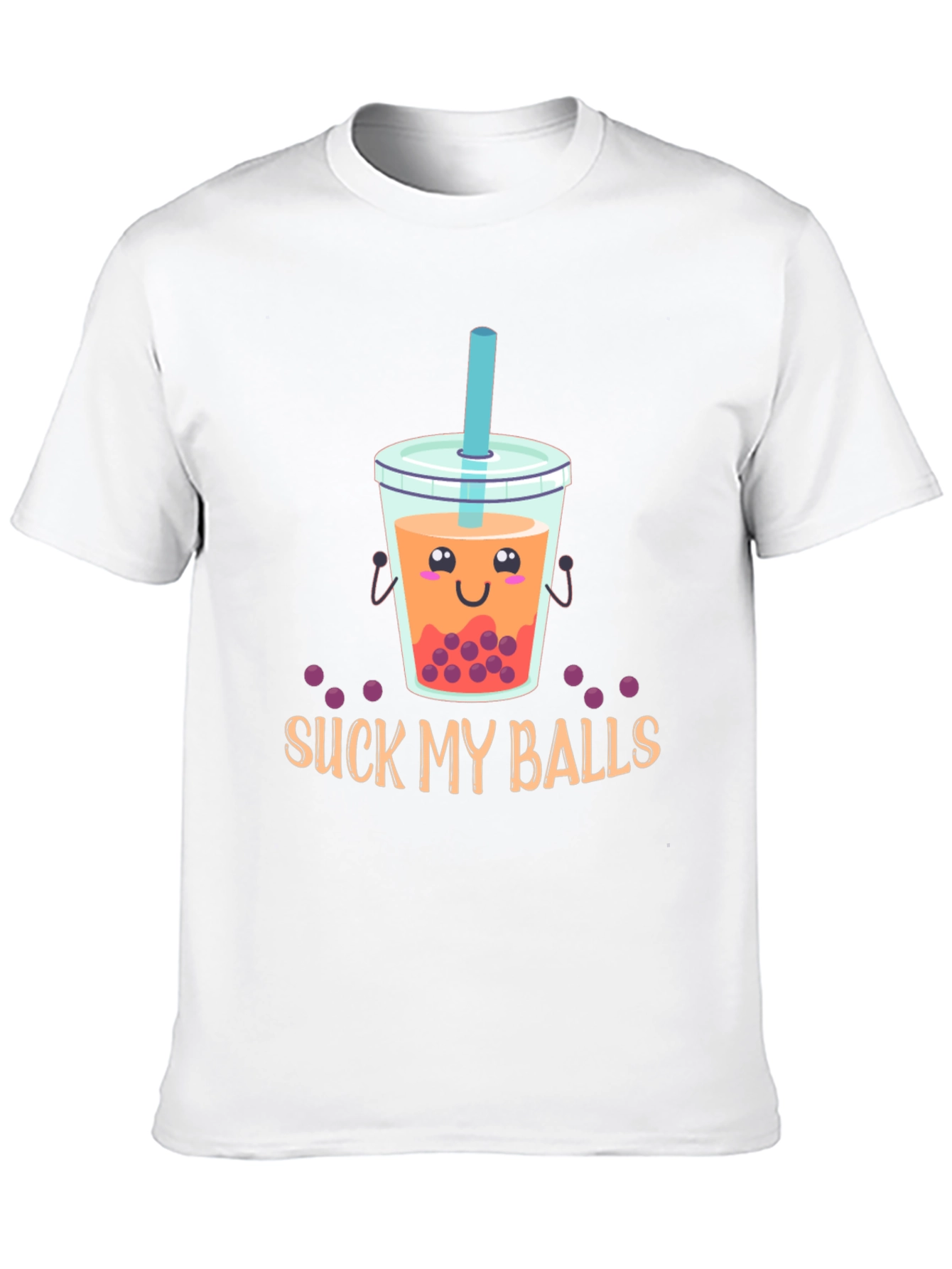 Black Suck My Balls Funny Bubble Tea Graphic T-Shirt view 10
